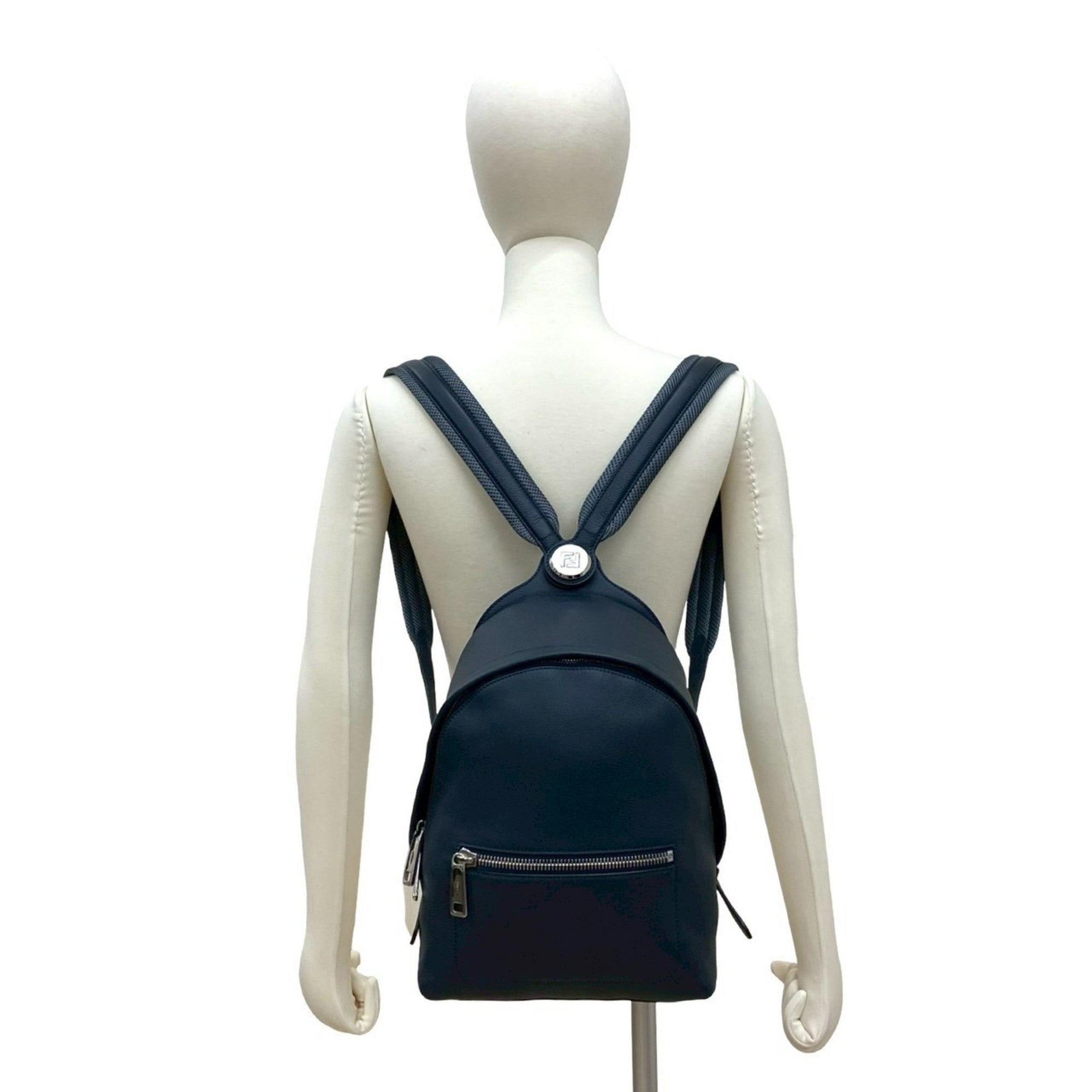 Fendi Navy Leather Backpack (Pre-Owned)
