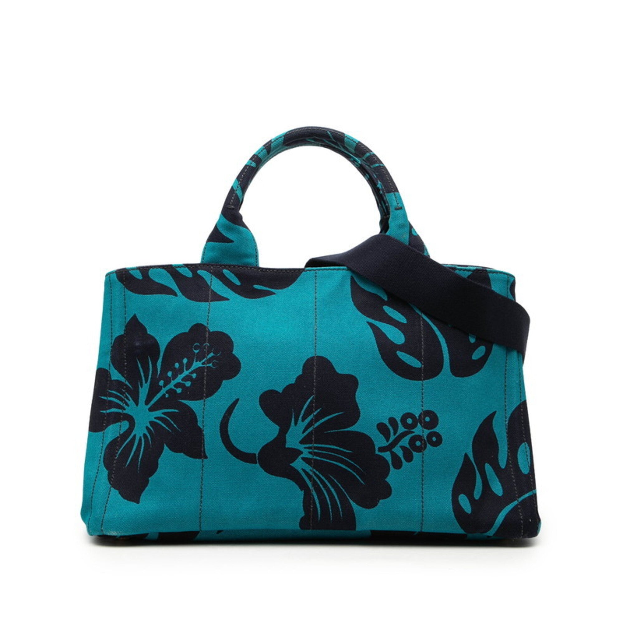 Prada Blue Navy Canvas Handbag Shoulder Bag (Pre-Owned)