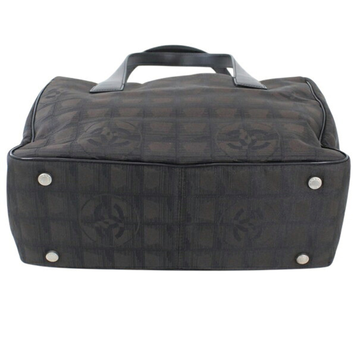 Chanel New Travel Line Dark Brown Nylon Leather Handbag Tote Bag (Pre-Owned)