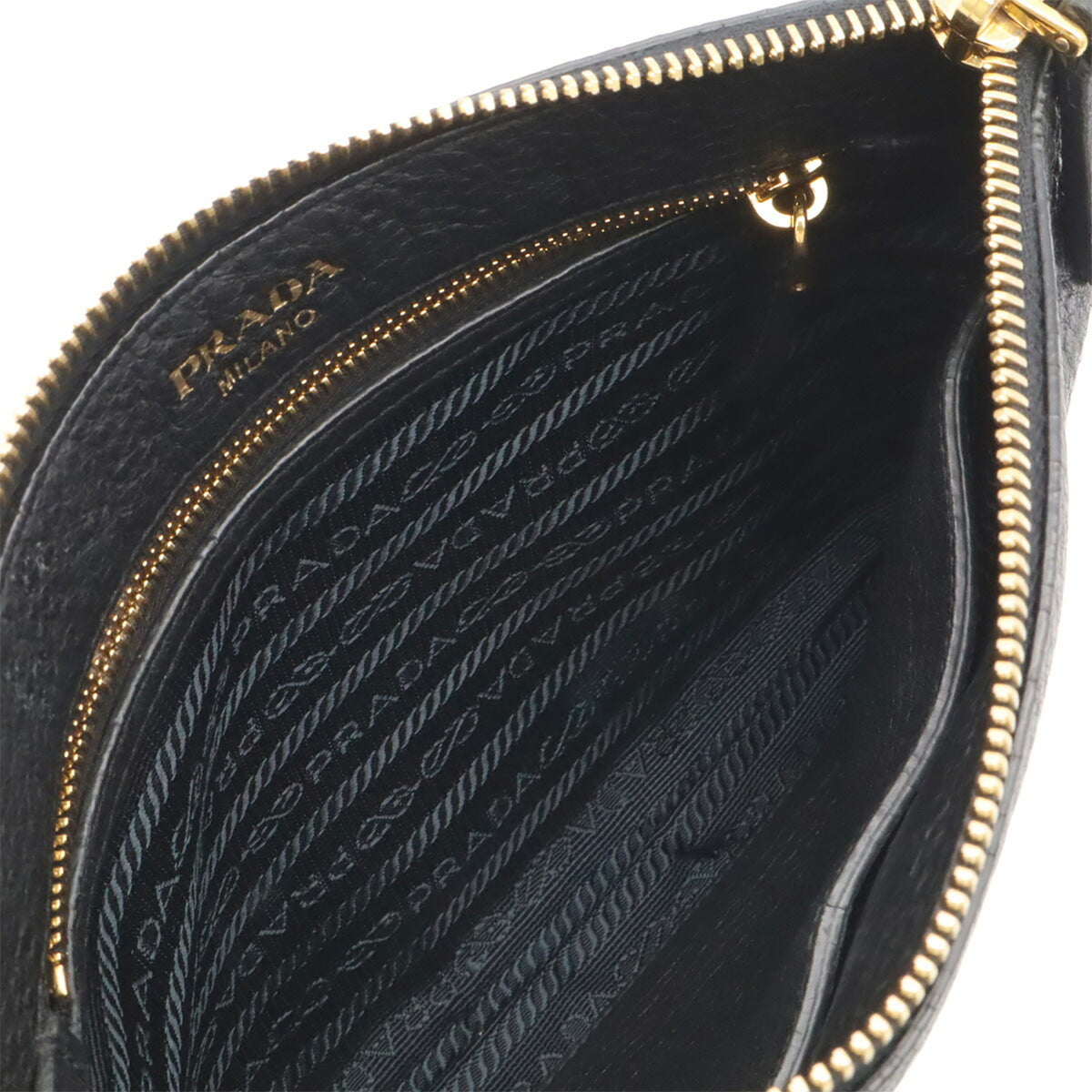 Prada Black Nero Leather Clutch Bag Pochette Shoulder Bag (Pre-Owned)