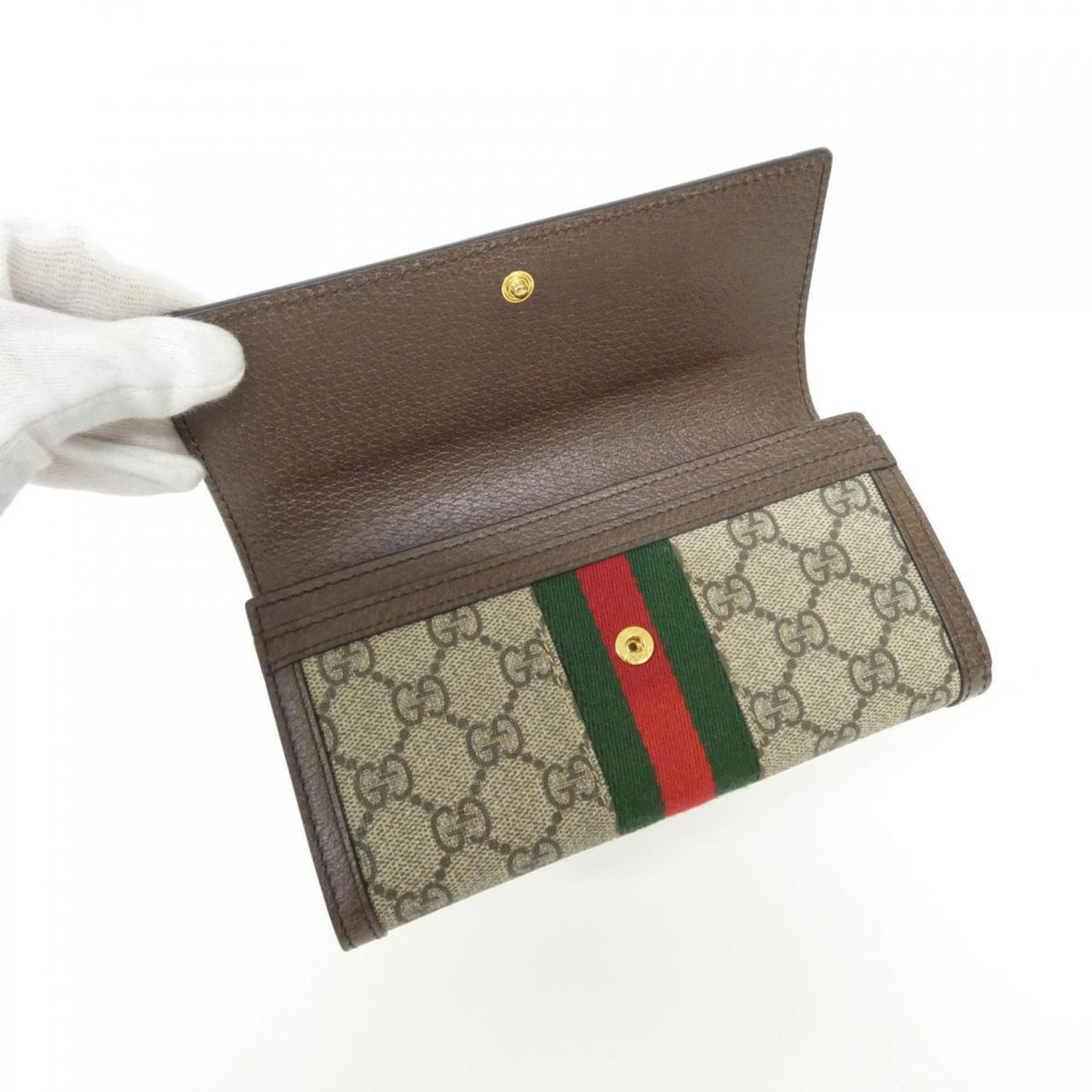 Gucci Ophidia Beige Brown Gg Supreme Long Wallet (Bi-Fold) (Pre-Owned)
