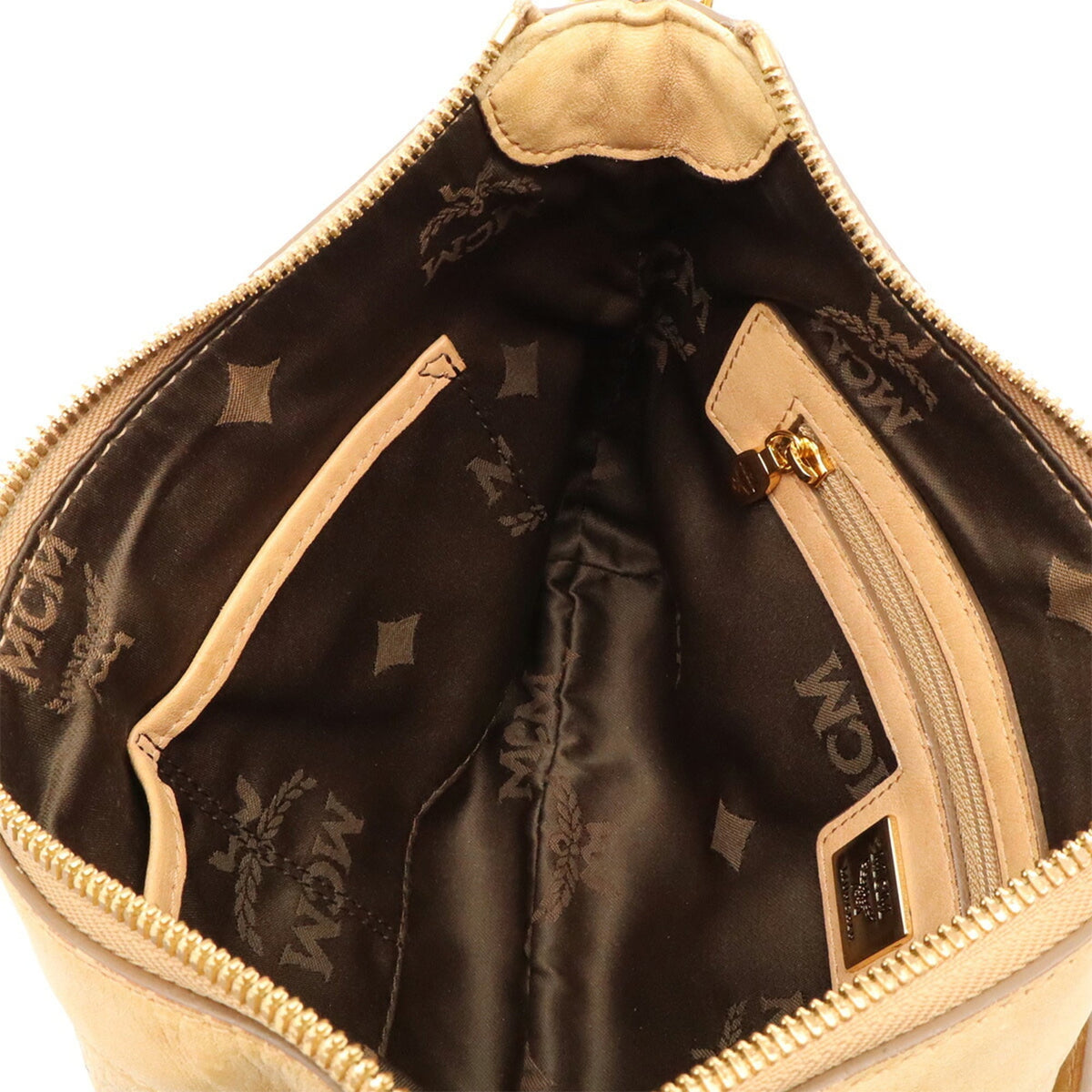 Mcm Beige Canvas Handbag Shoulder Bag (Pre-Owned)