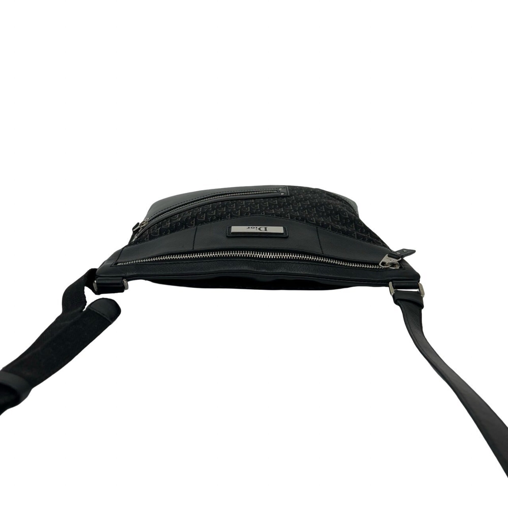 Christian Dior Black Leather Canvas Shoulder Bag (Pre-Owned)