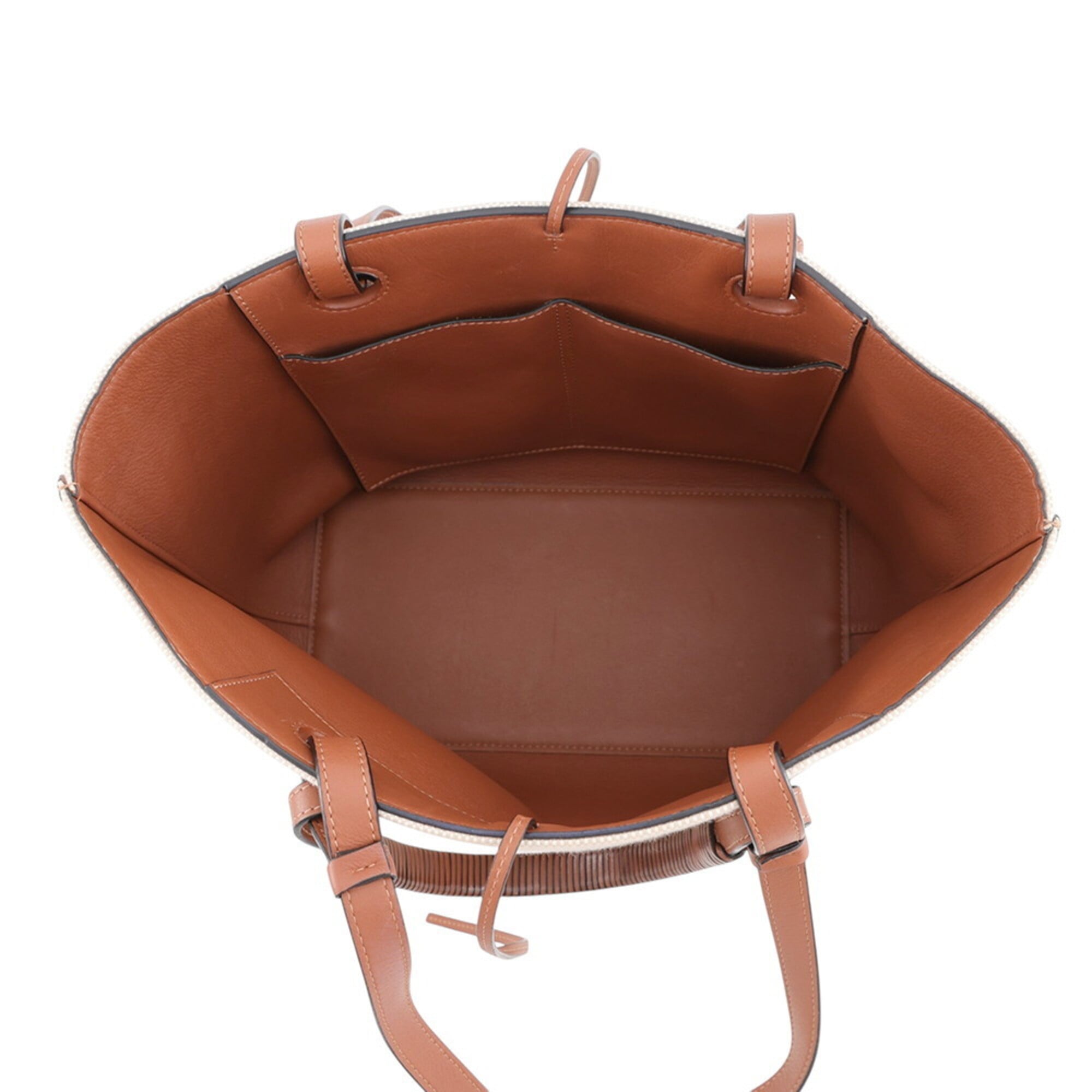Loewe Beige Brown Canvas Leather Handbag Shoulder Bag Tote Bag (Pre-Owned)