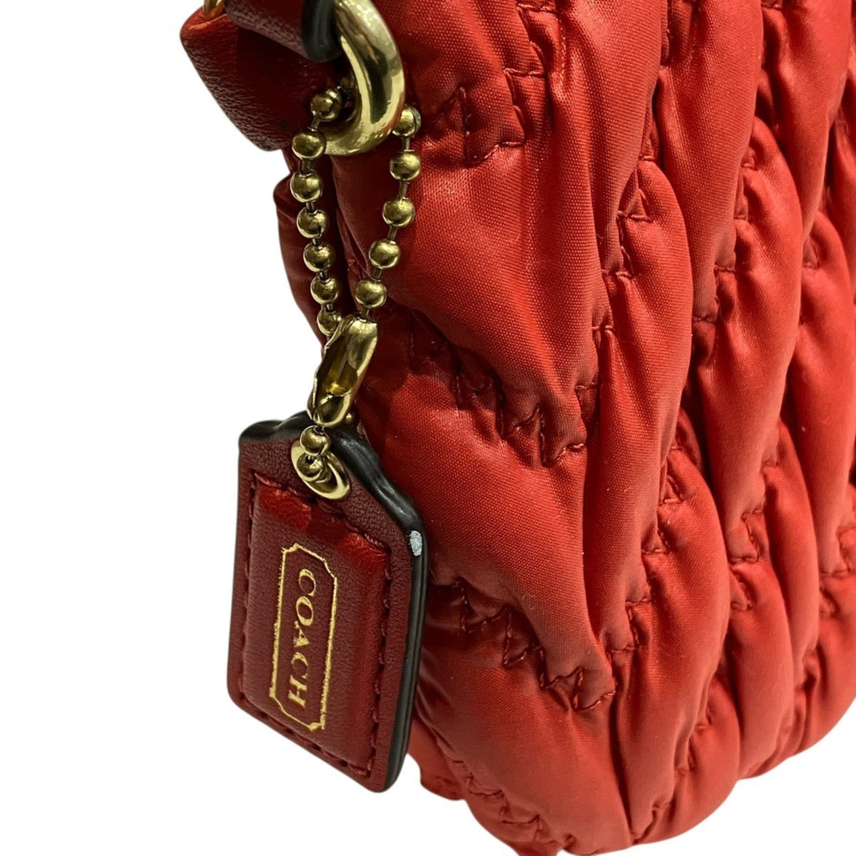 Coach Red Color Nylon Handbag Pouch (Pre-Owned)