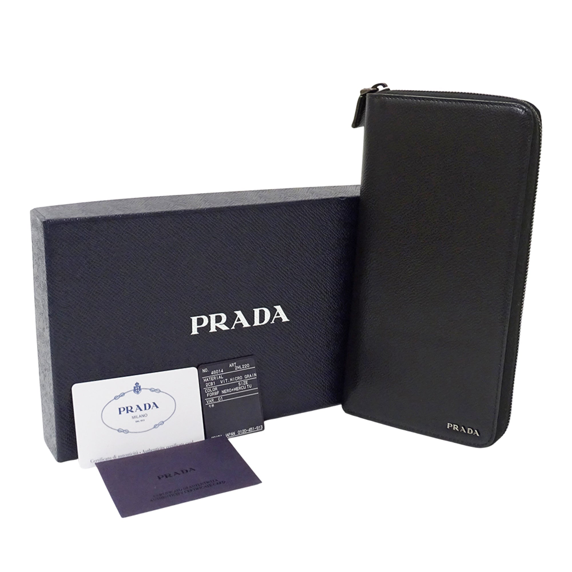 Prada Black Leather Long Bill Wallet (Bi-Fold) (Pre-Owned)