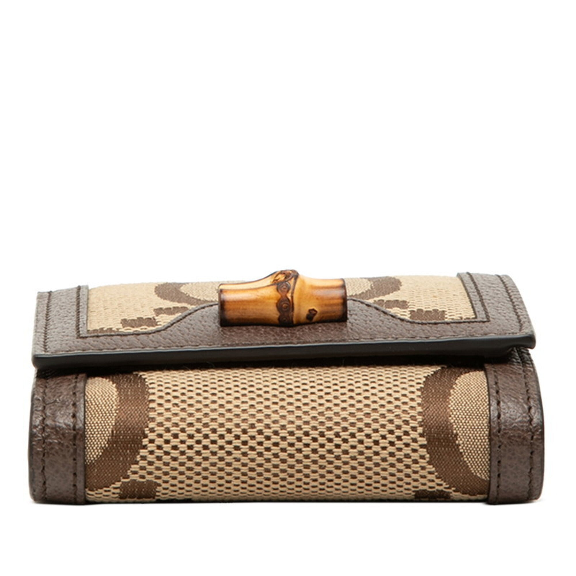 Gucci Beige Brown Canvas Leather Wallet (Bi-Fold) (Pre-Owned)