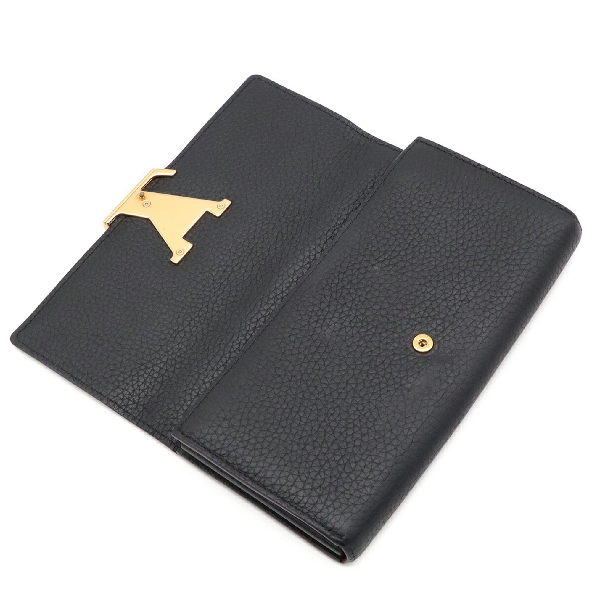 Louis Vuitton Black Fuchsia Noir Leather Long Wallet (Bi-Fold) (Pre-Owned)