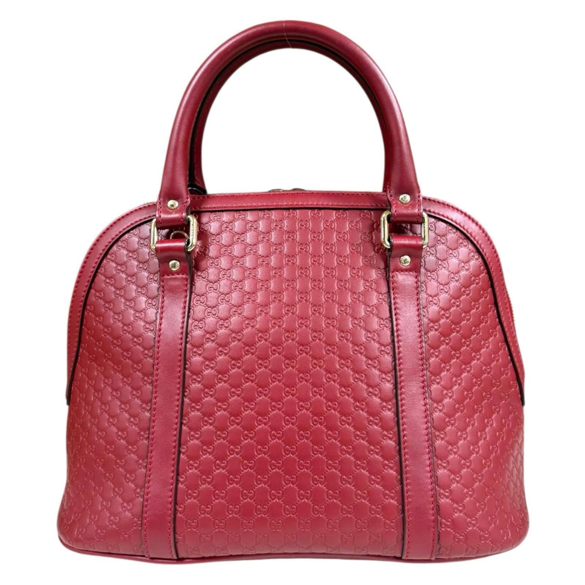 Gucci Red Color Leather Handbag Shoulder Bag (Pre-Owned)