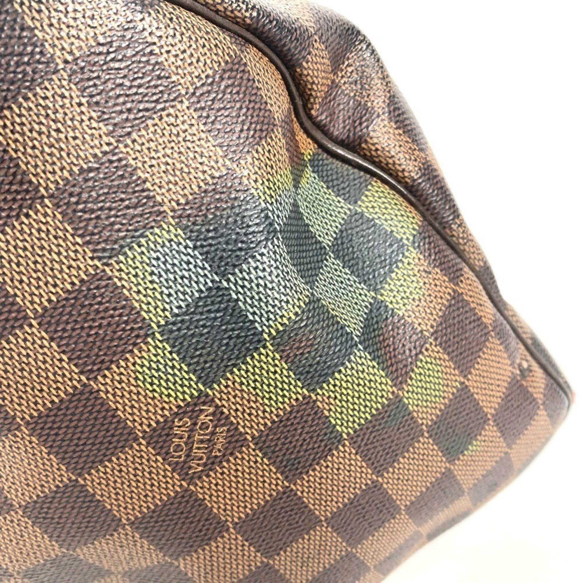 Louis Vuitton Brown Damier Canvas Ebene Damier Canvas Boston Bag Handbag (Pre-Owned)