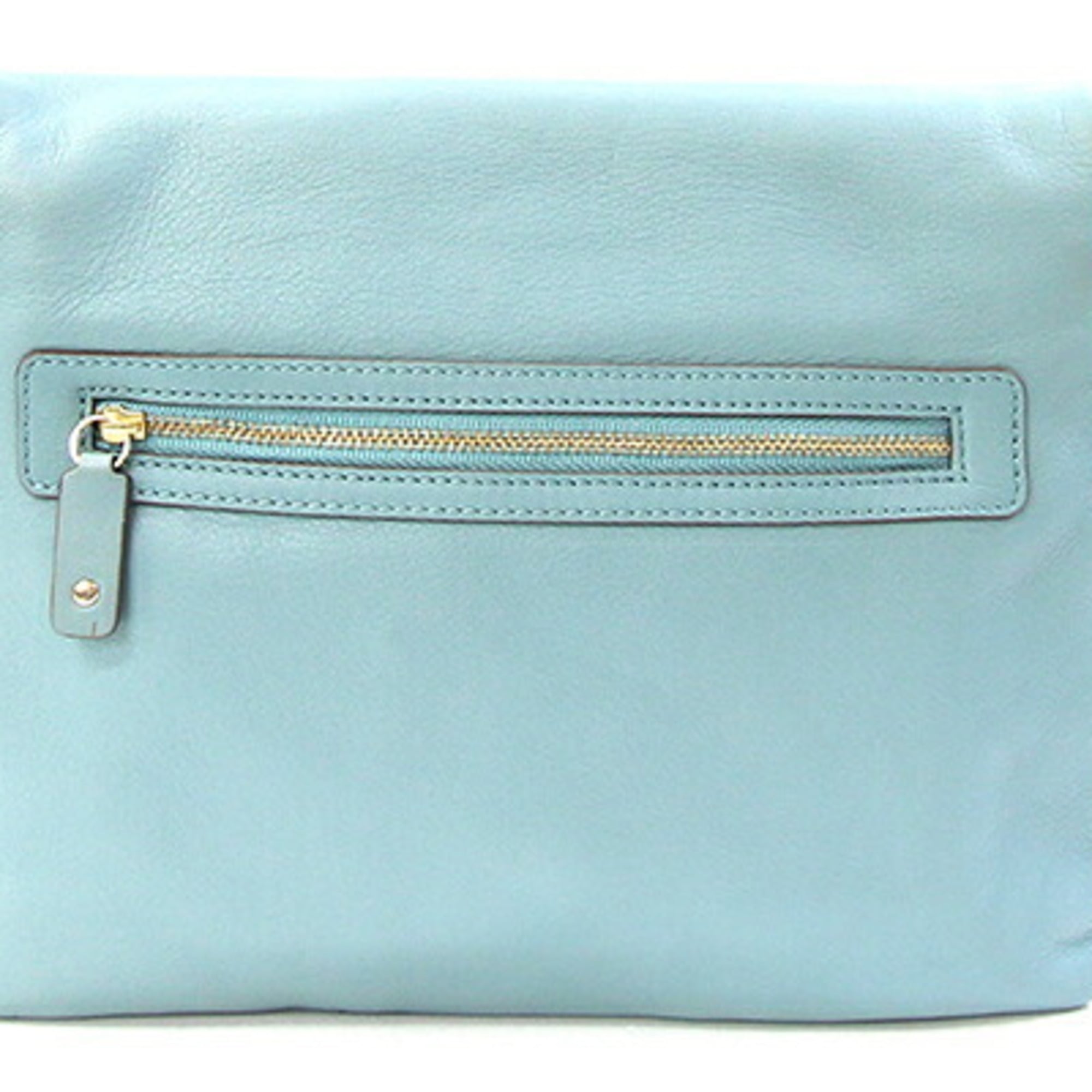 Anya Hindmarch Beige Light Blue Leather Pochette Shoulder Bag (Pre-Owned)