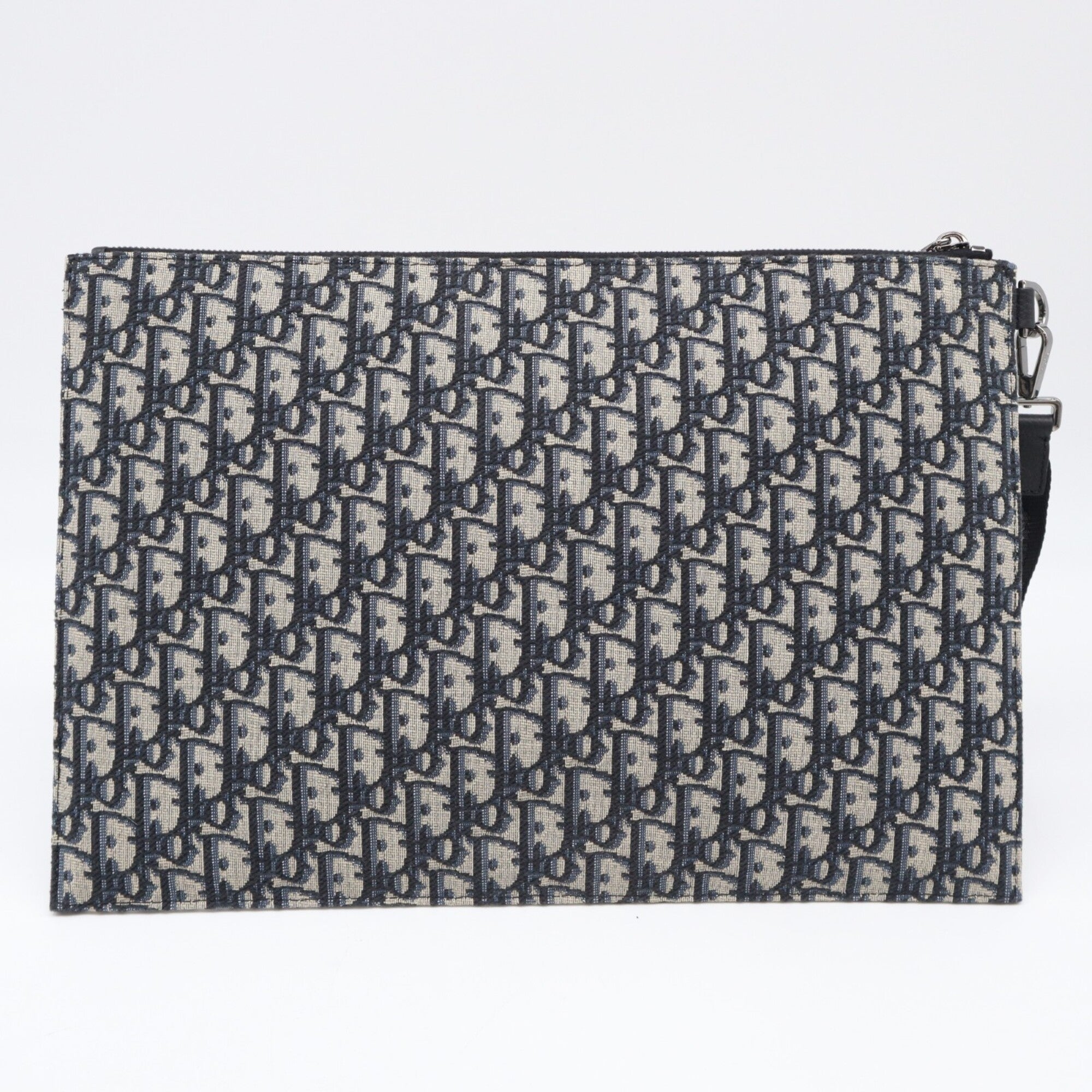 Christian Dior Beige Navy Cotton Leather Clutch Bag (Pre-Owned)