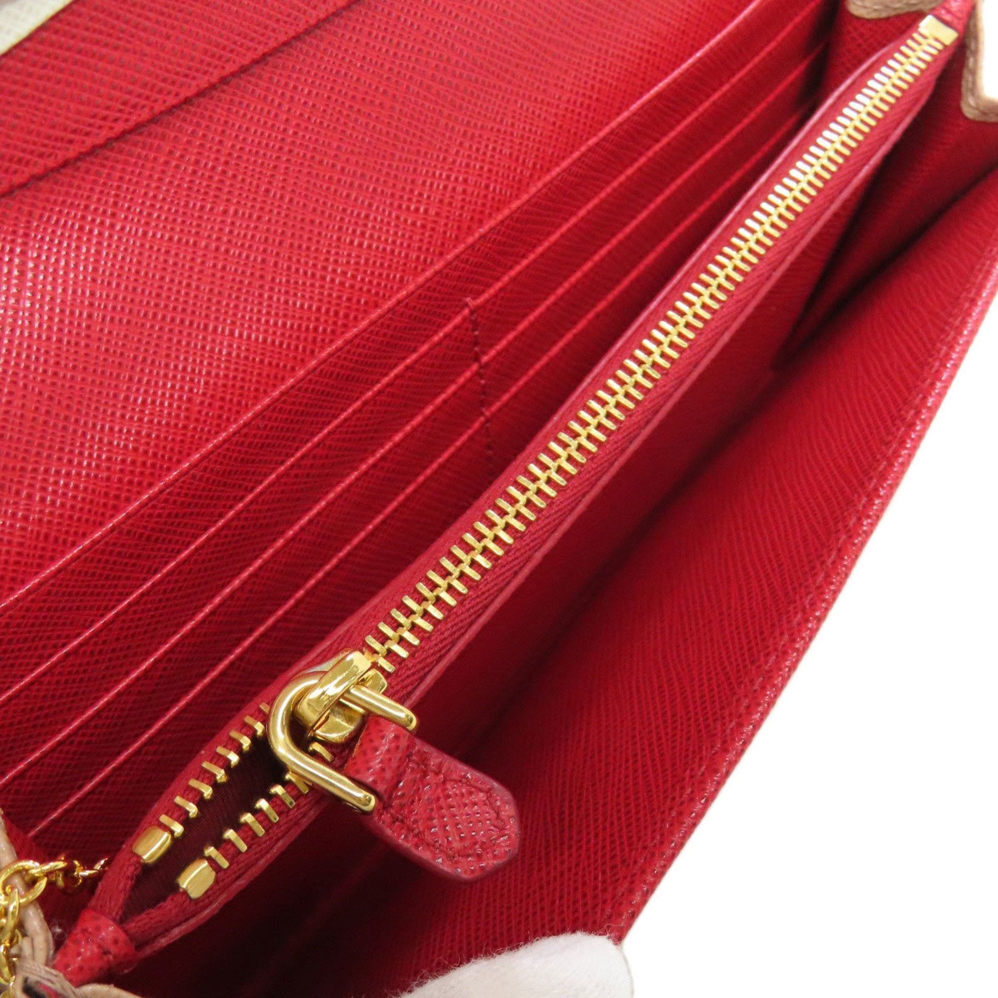 Prada Saffiano Beige Saffiano Long Wallet (Bi-Fold) (Pre-Owned)