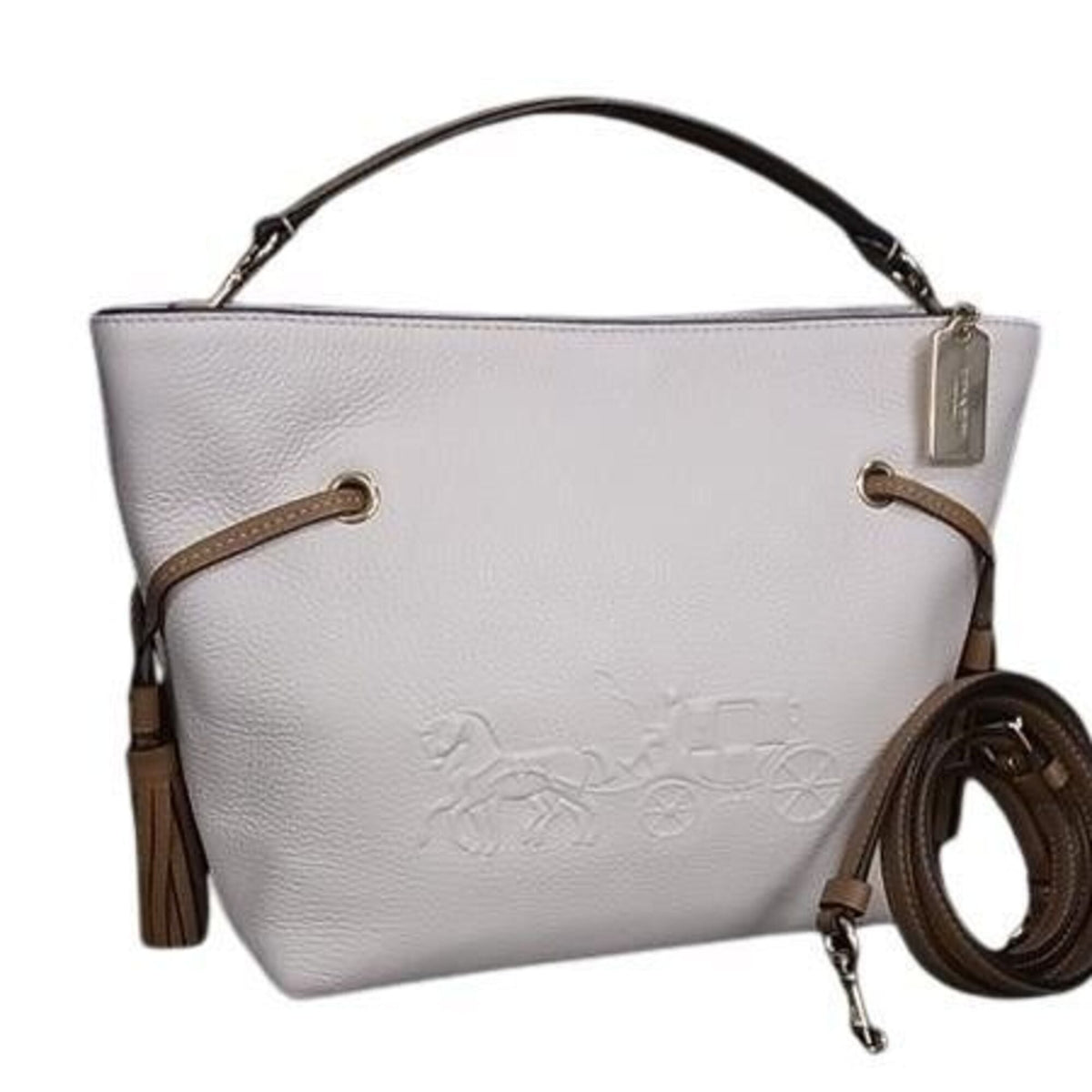 Coach White Leather Handbag Shoulder Bag (Pre-Owned)