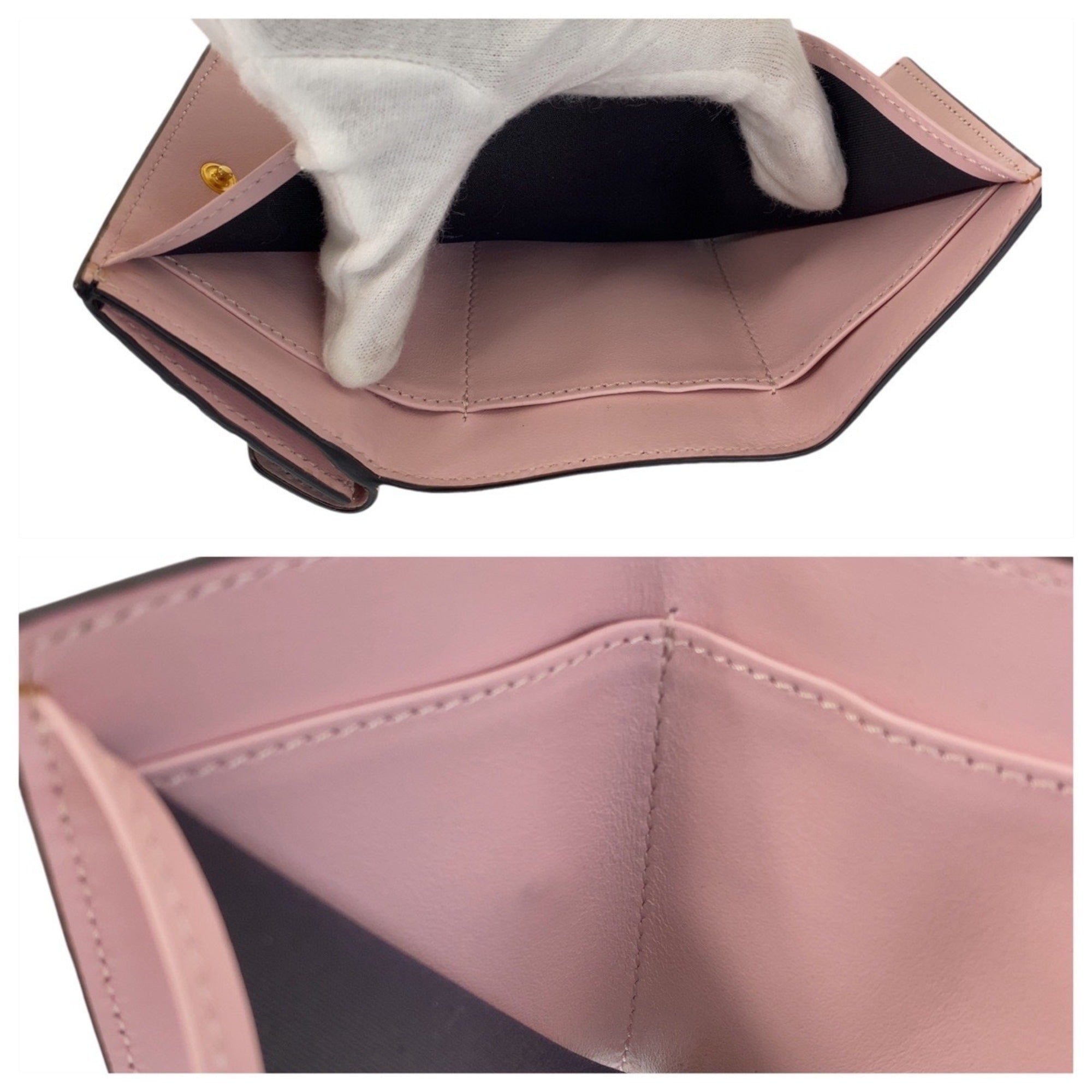 Fendi Brown Pink Leather Wallet (Tri-Fold) (Pre-Owned)