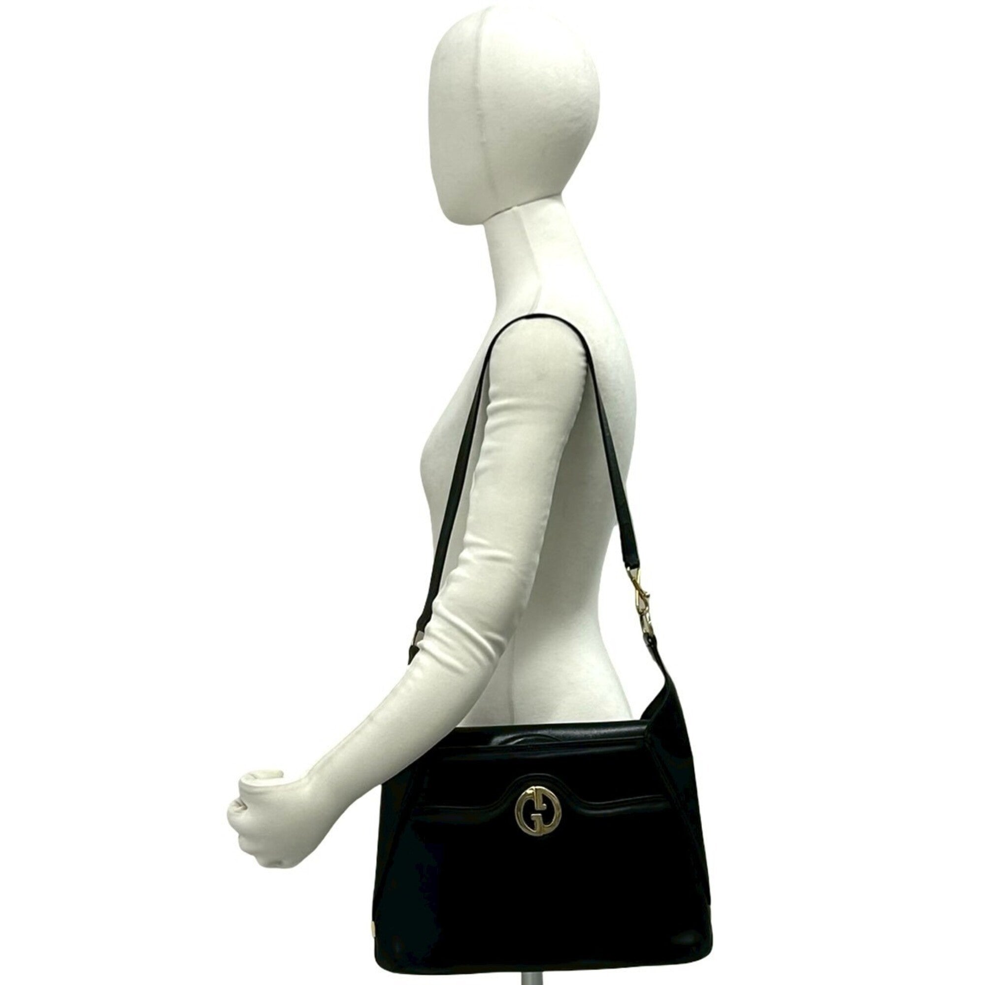 Gucci Black Leather Shoulder Bag Tote Bag (Pre-Owned)