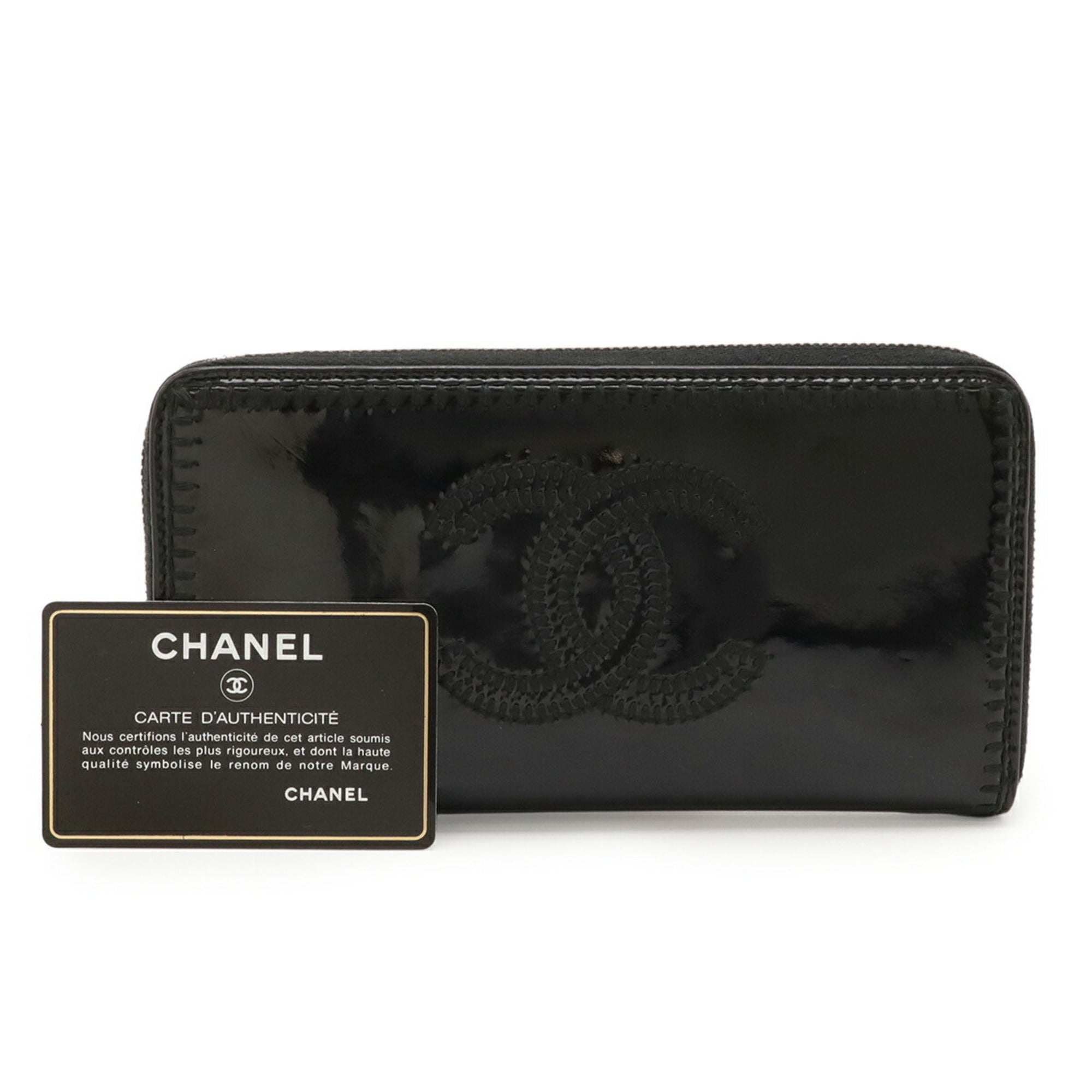 Chanel Black Leather Long Wallet (Bi-Fold) (Pre-Owned)