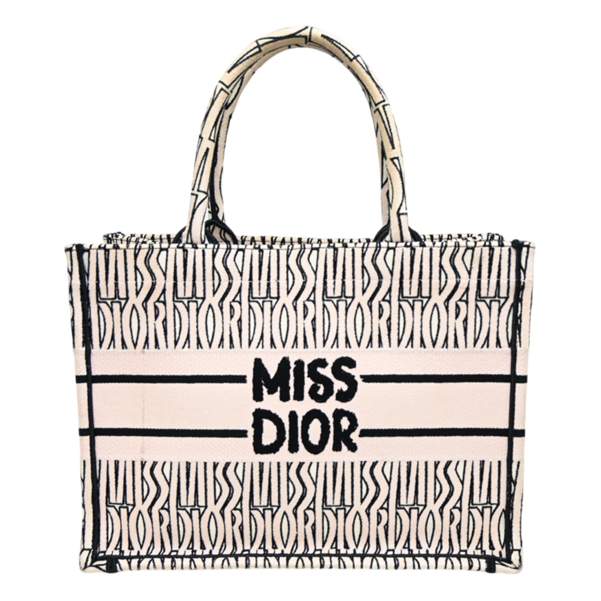 Christian Dior Beige Black Canvas Tote Bag (Pre-Owned)