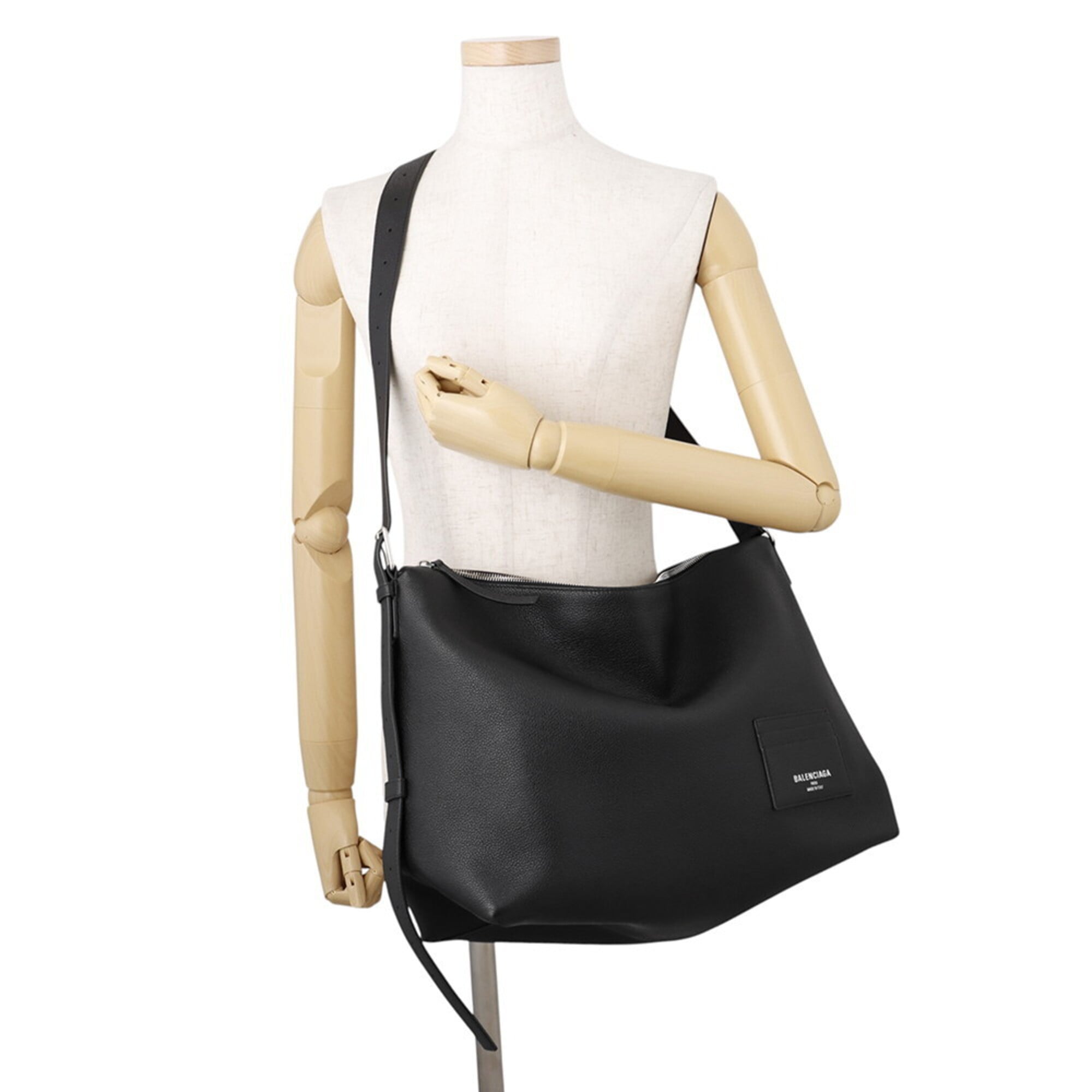 Balenciaga Black Leather Handbag Messenger Bag Shoulder Bag (Pre-Owned)