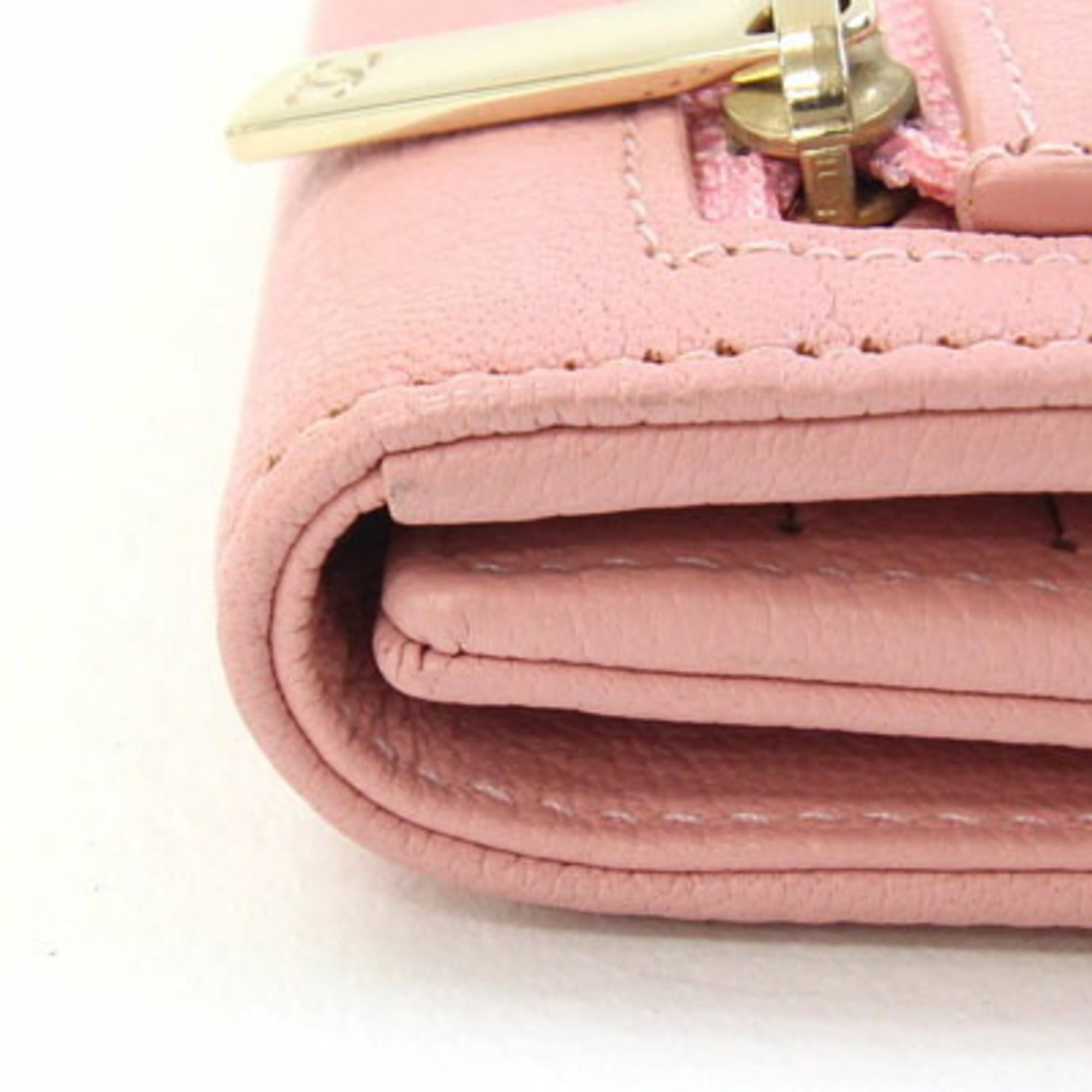Chanel Pink Leather Wallet (Tri-Fold) (Pre-Owned)