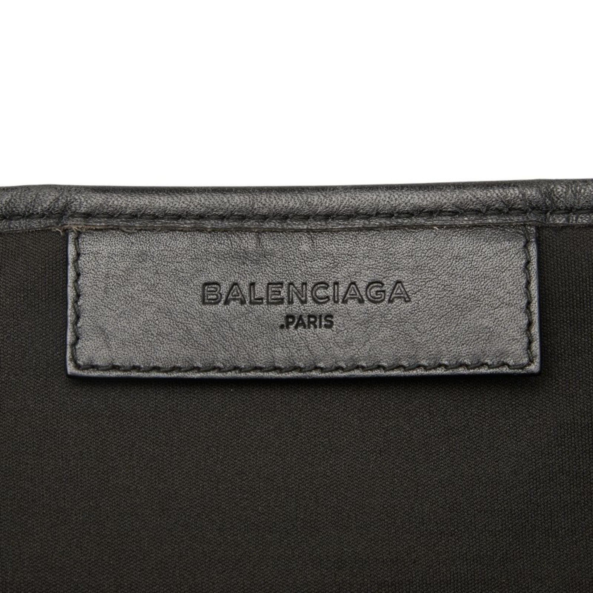 Balenciaga Beige Black Canvas Leather Handbag (Pre-Owned)