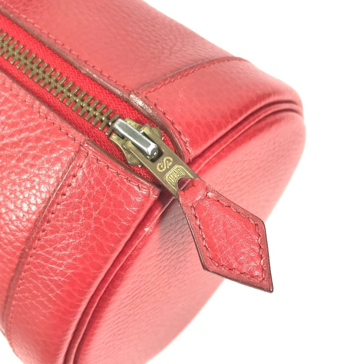 Hermes Red Color Ardennes Leather Boston Bag Handbag (Pre-Owned)
