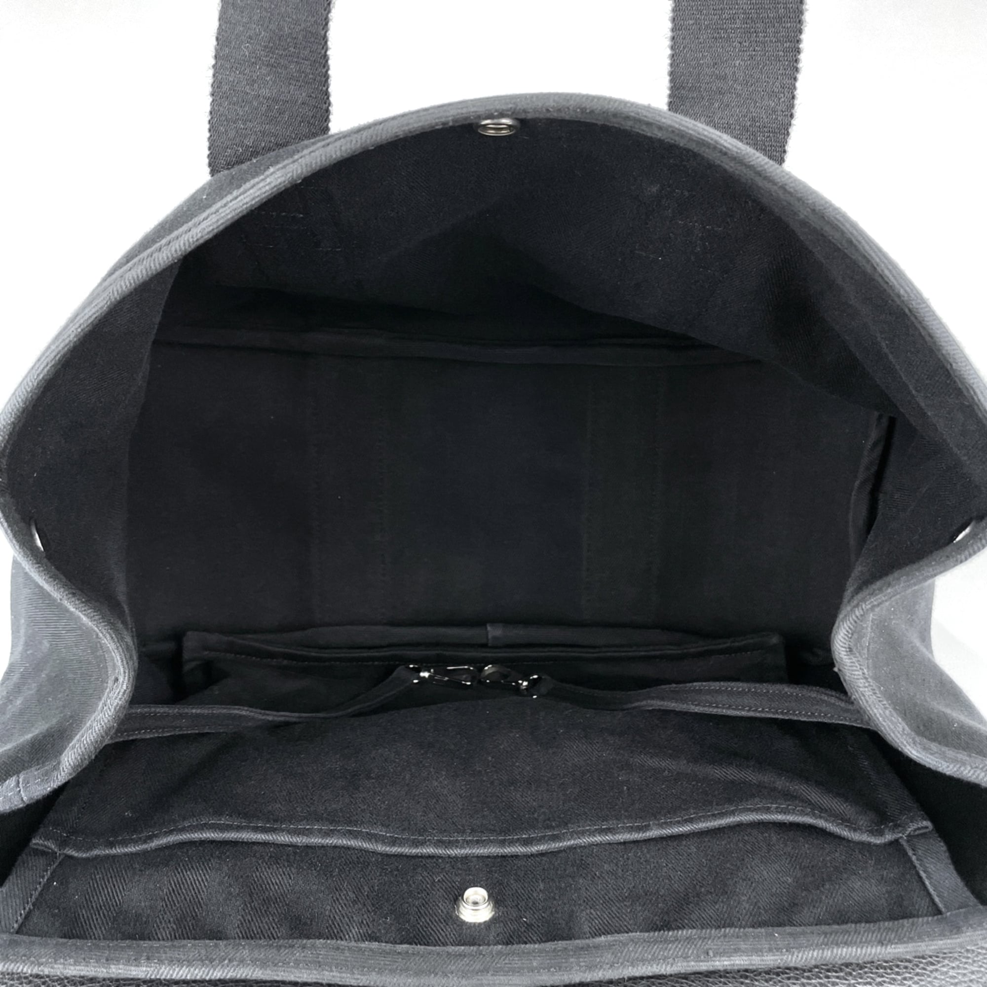 Hermes Black Toile Chevron Handbag Tote Bag (Pre-Owned)