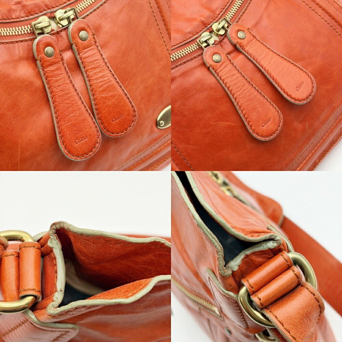 Chloé Orange Leather Shoulder Bag (Pre-Owned)