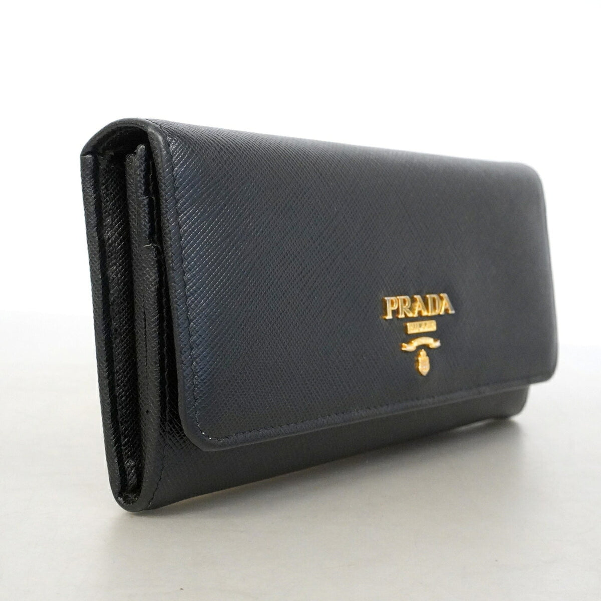 Prada Black Leather Long Wallet (Bi-Fold) (Pre-Owned)