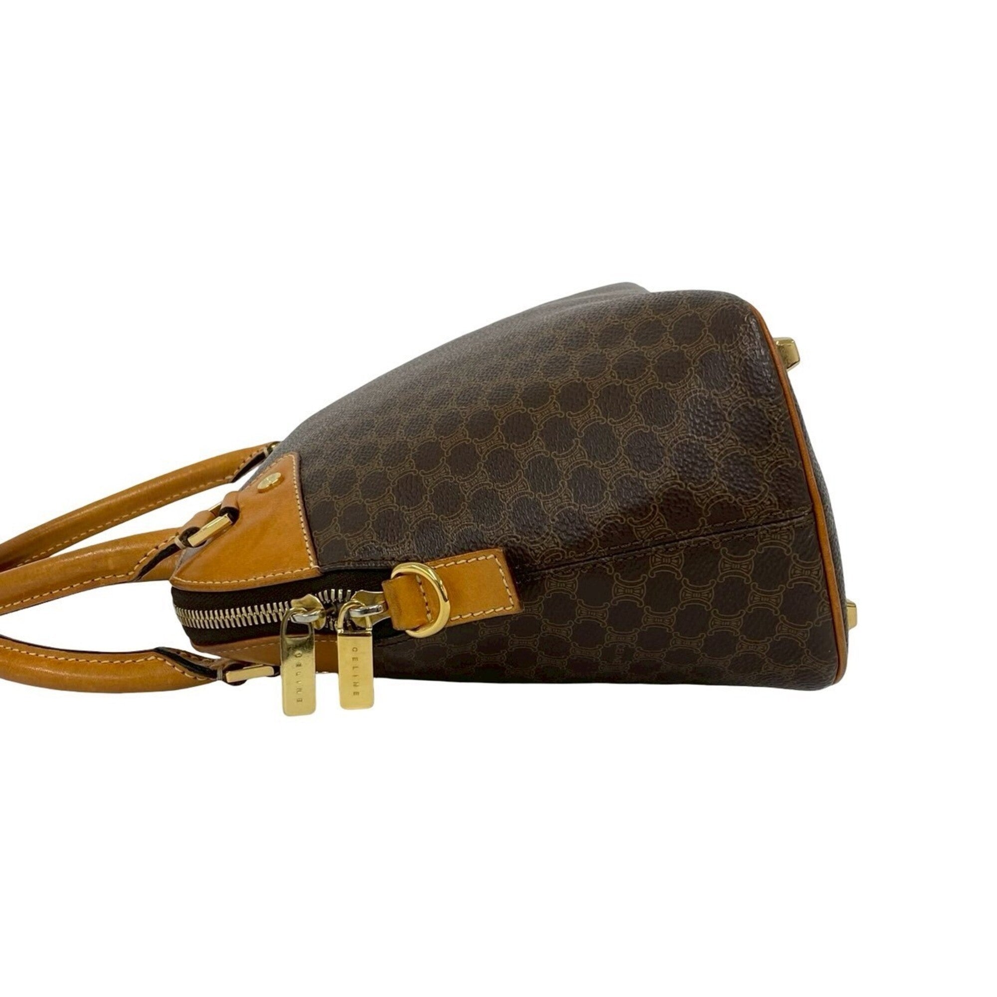 Celine Brown Leather Pvc Boston Bag Handbag (Pre-Owned)