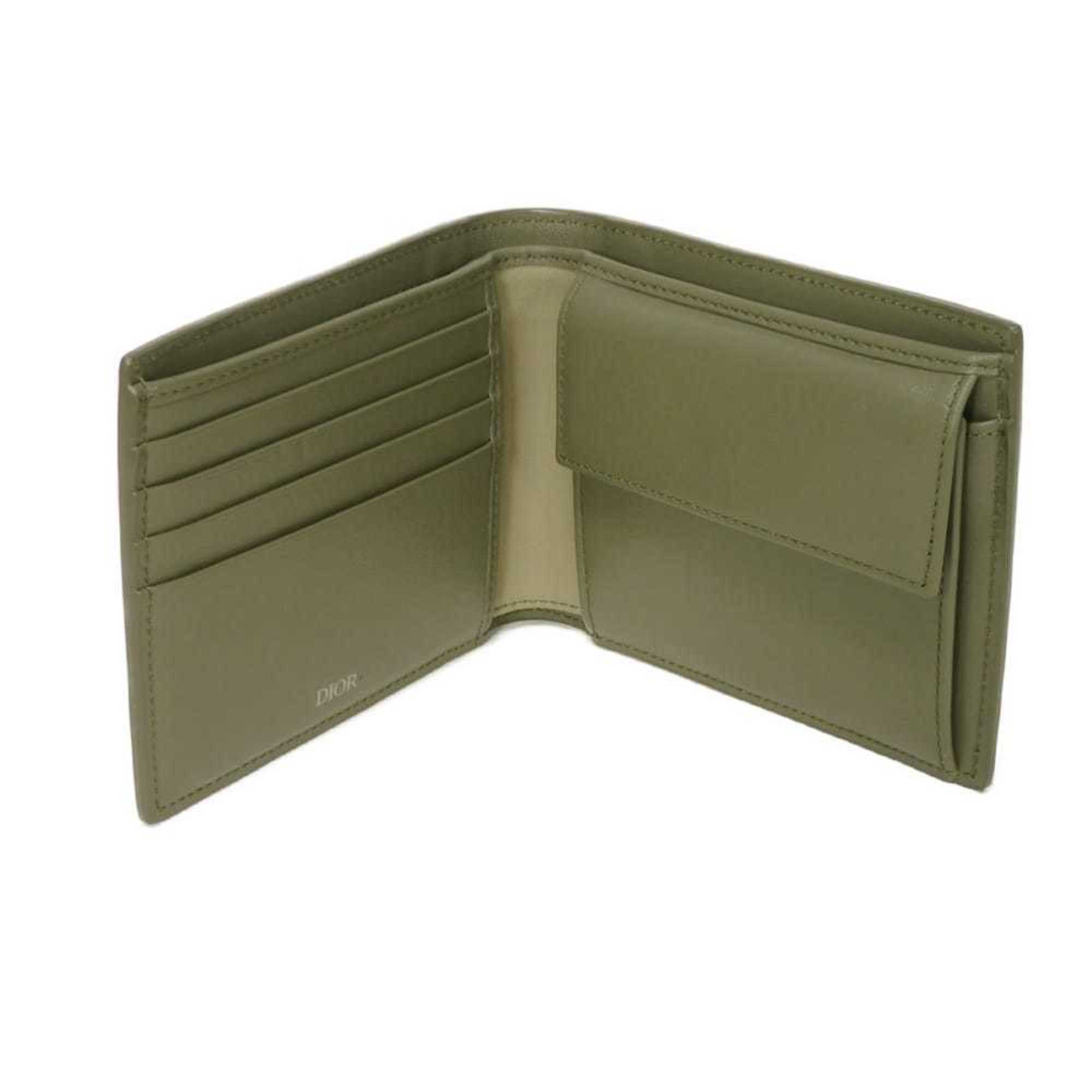 Christian Dior Khaki Leather Wallet (Bi-Fold) (Pre-Owned)