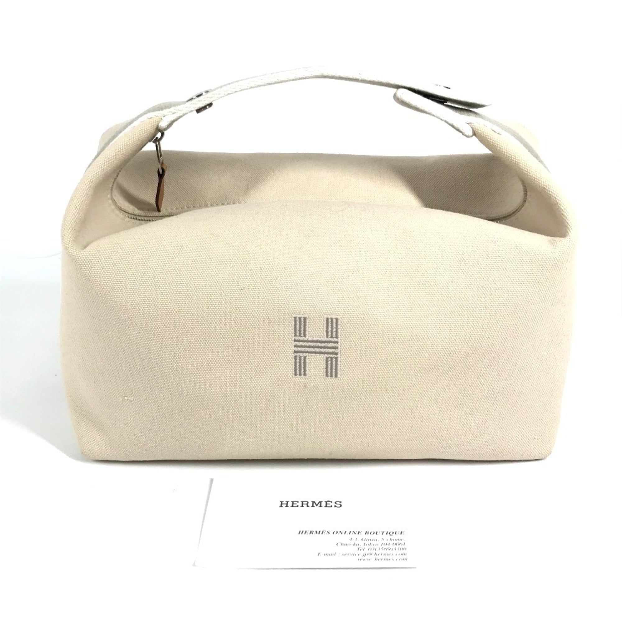 Hermes Beige Cotton Pouch Vanity Bag (Pre-Owned)