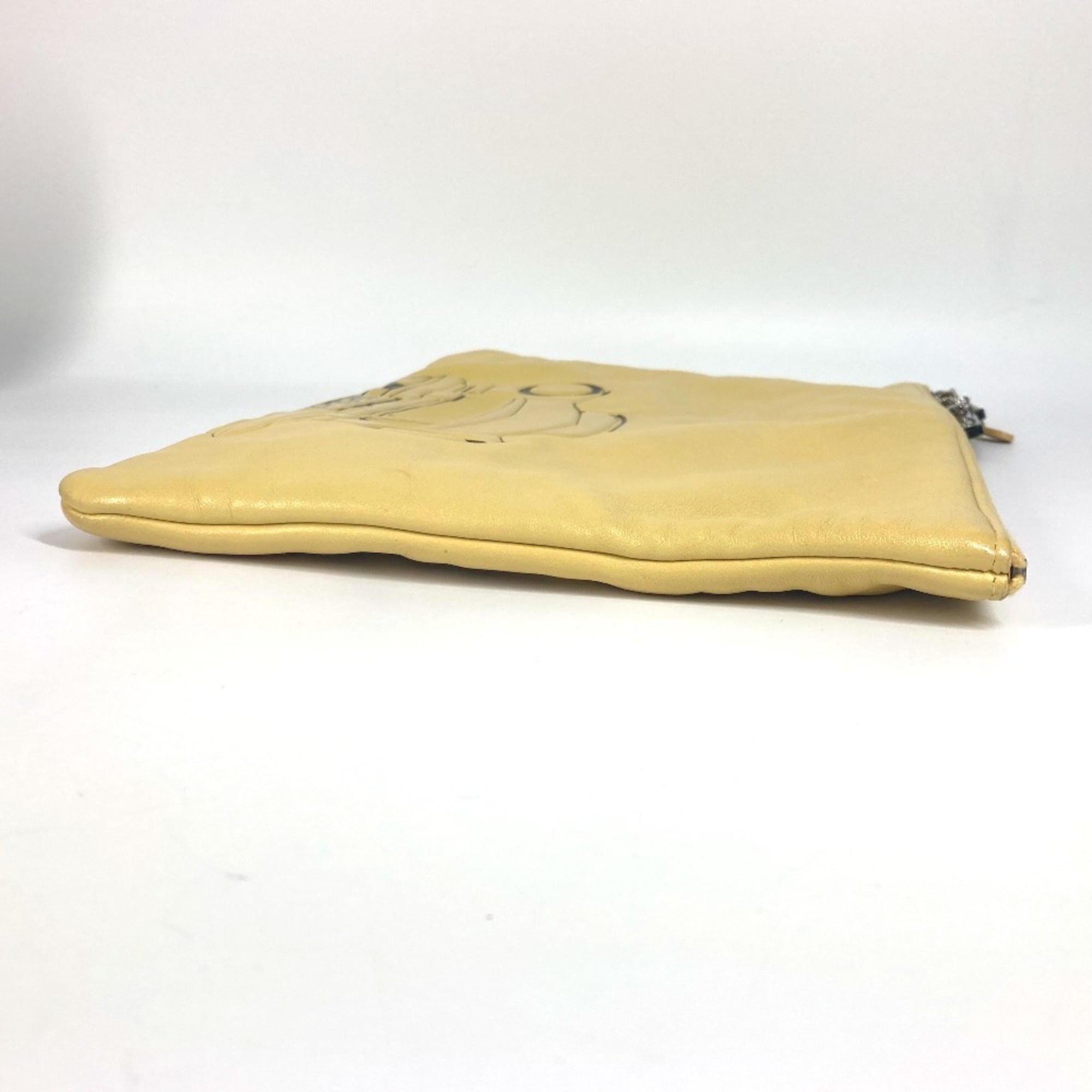 Chanel Black Yellow Leather Clutch Bag Pouch (Pre-Owned)