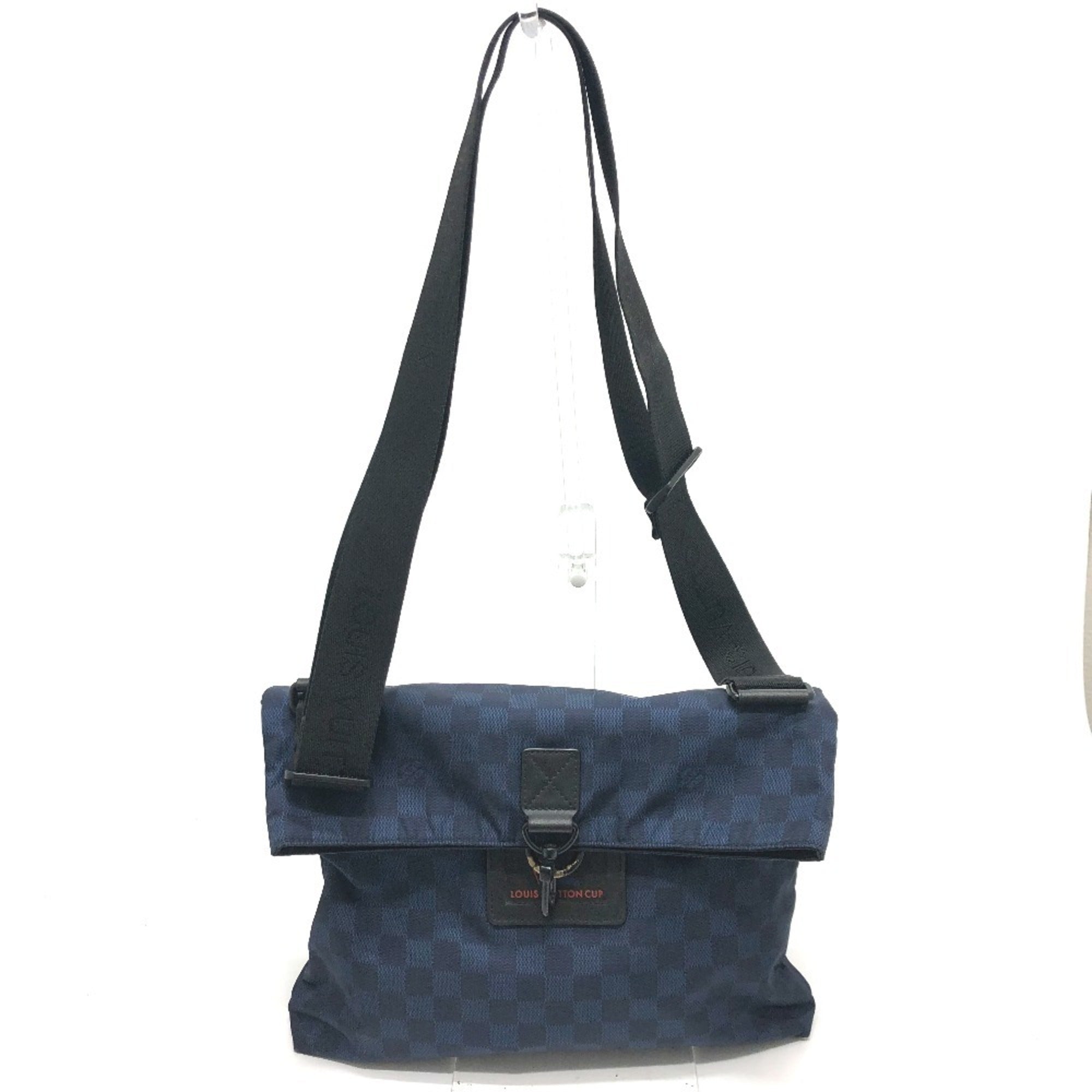 Louis Vuitton Damier Black Navy Nylon Shoulder Bag (Pre-Owned)