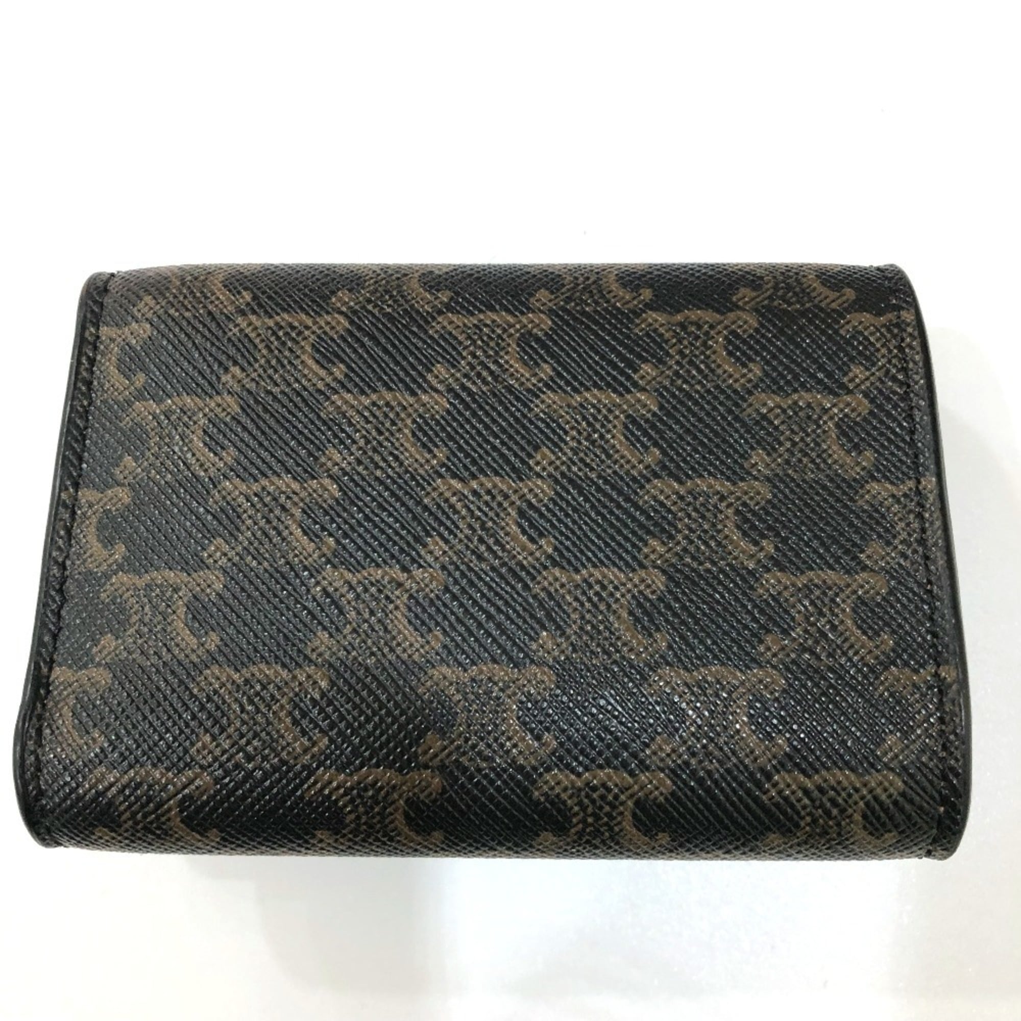 Celine Brown Dark Brown Pvc Leather Wallet (Tri-Fold) (Pre-Owned)