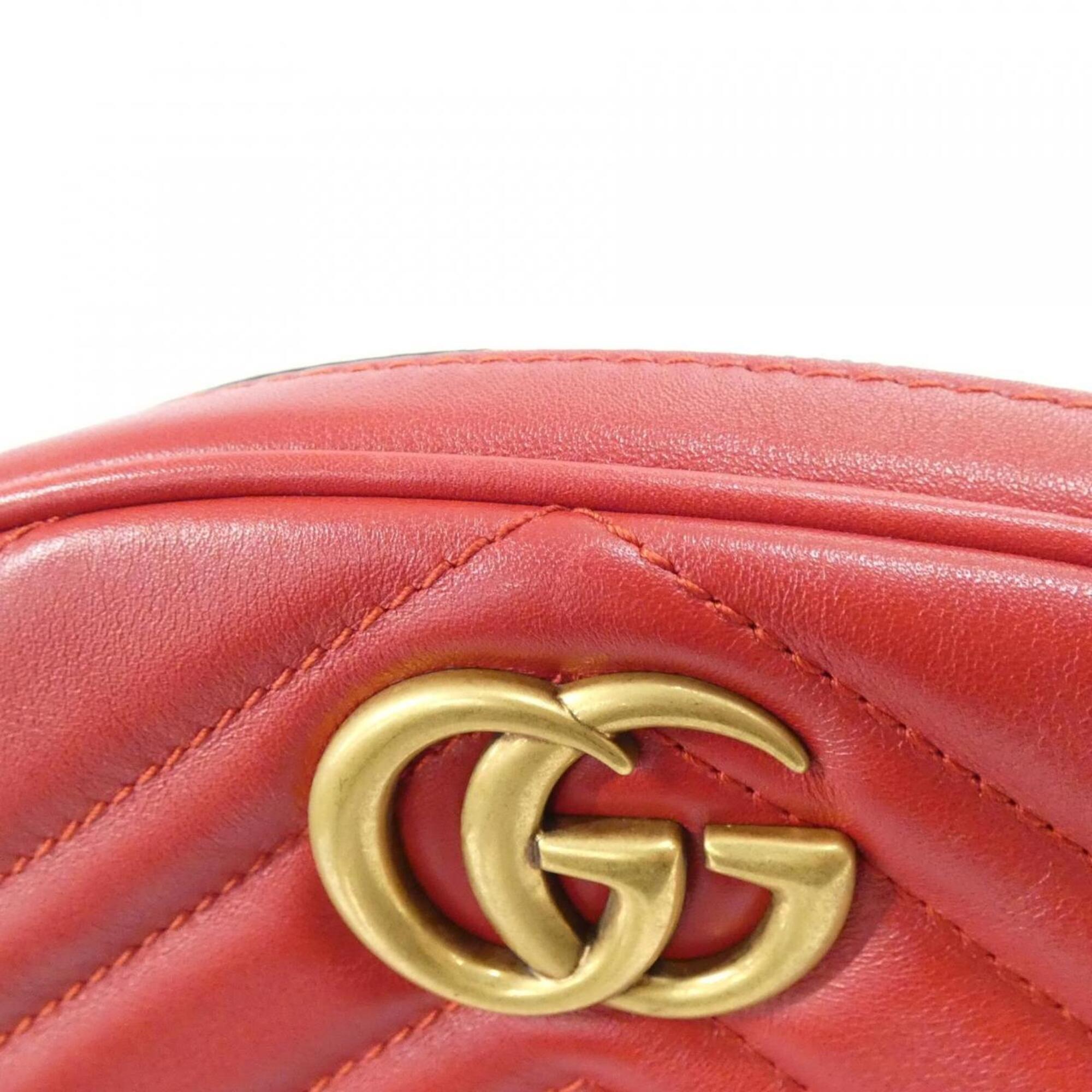 Gucci Gg Marmont Red Color Leather Fanny Pack (Pre-Owned)