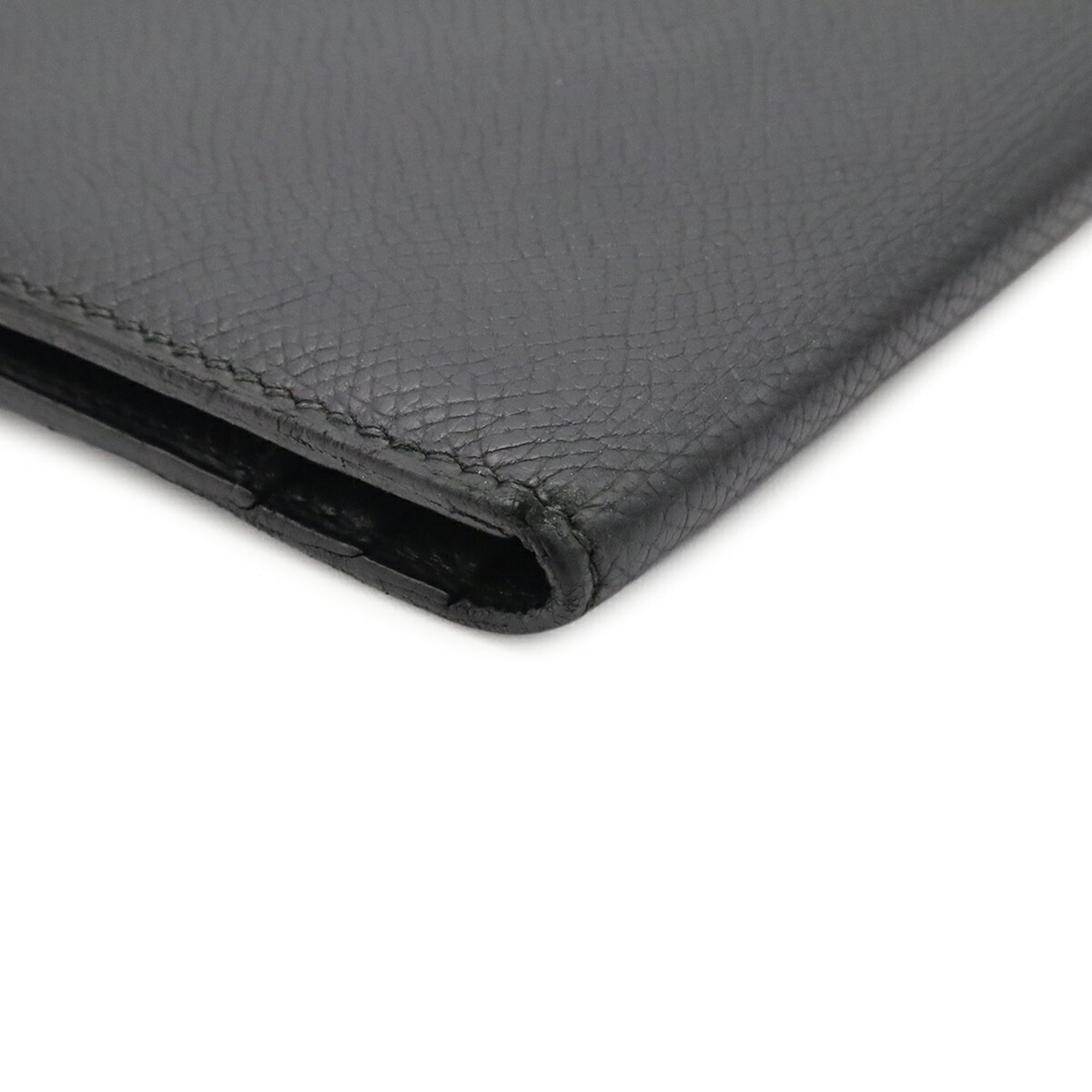 Hermes Black Courchevel Leather Long Wallet (Bi-Fold) (Pre-Owned)