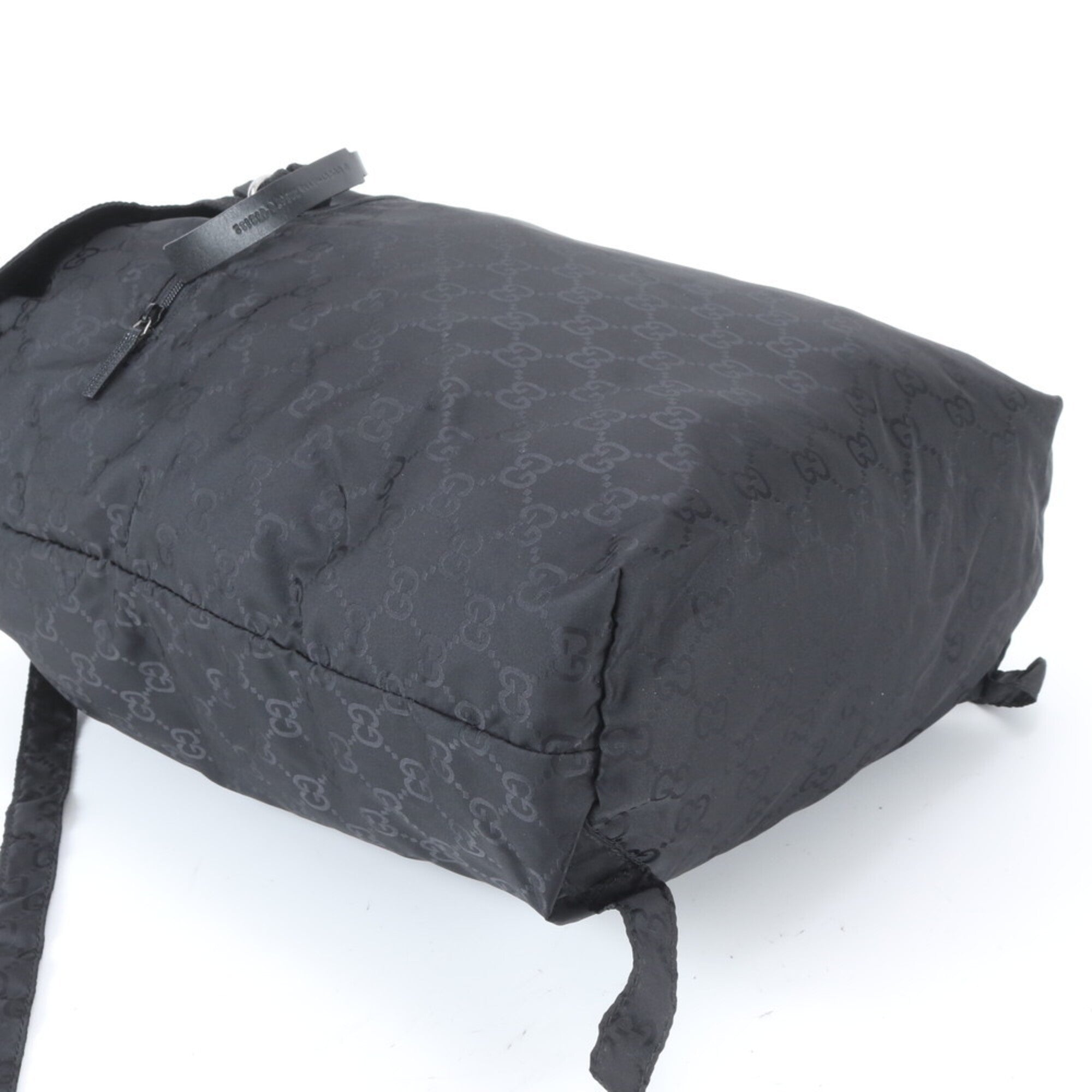 Gucci Black Nylon Leather Backpack Handbag (Pre-Owned)