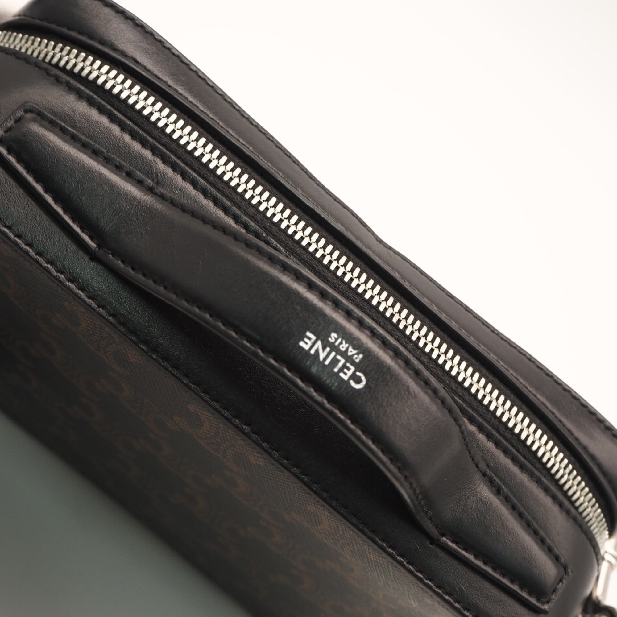 Celine Black Brown Coated Canvas Leather Shoulder Bag (Pre-Owned)