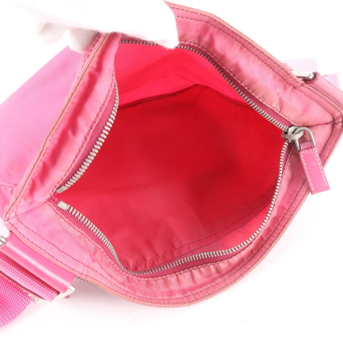 Prada Pink Leather Nylon Crossbody Bag Shoulder Bag (Pre-Owned)