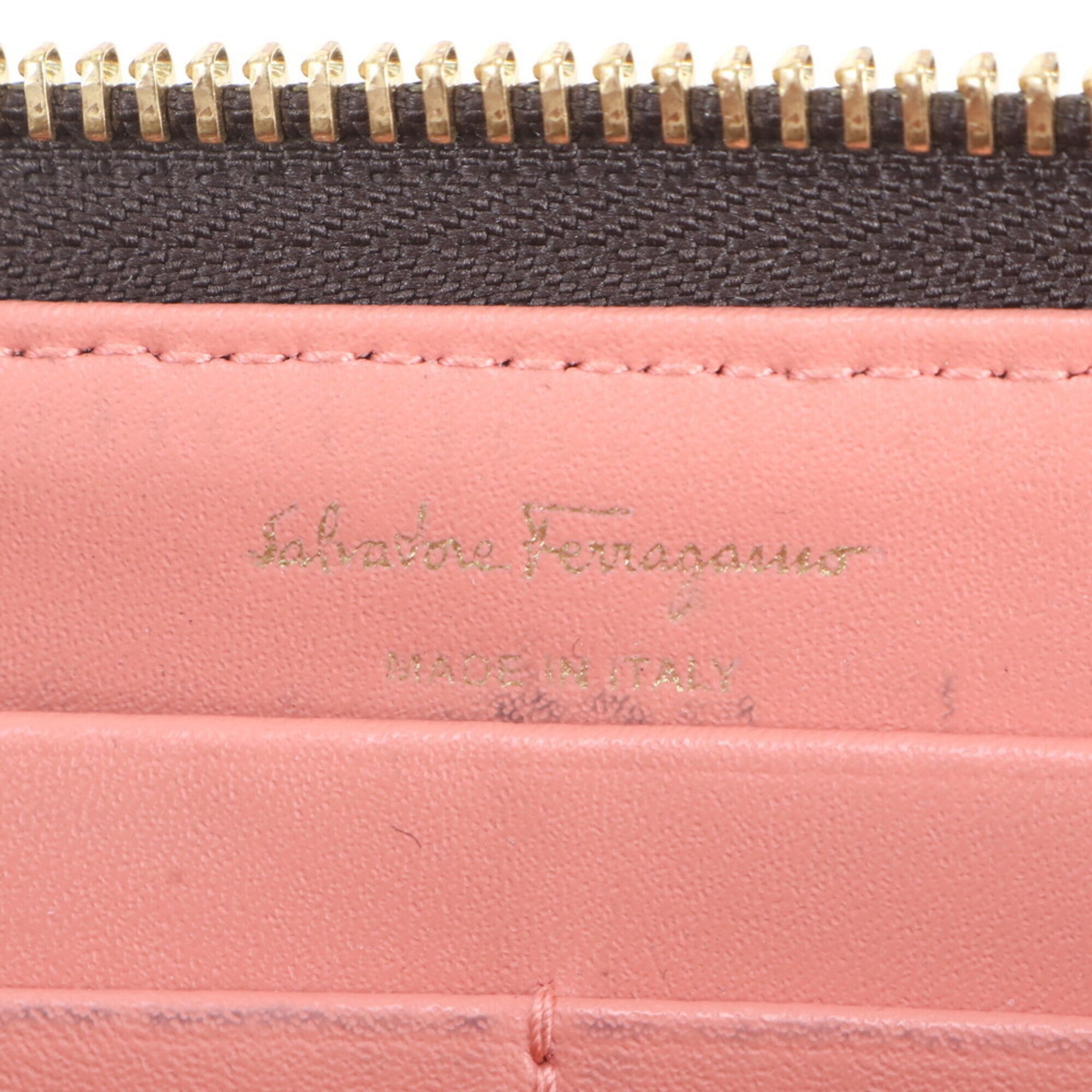 Salvatore Ferragamo Charcoal Gray Leather Long Wallet (Bi-Fold) (Pre-Owned)