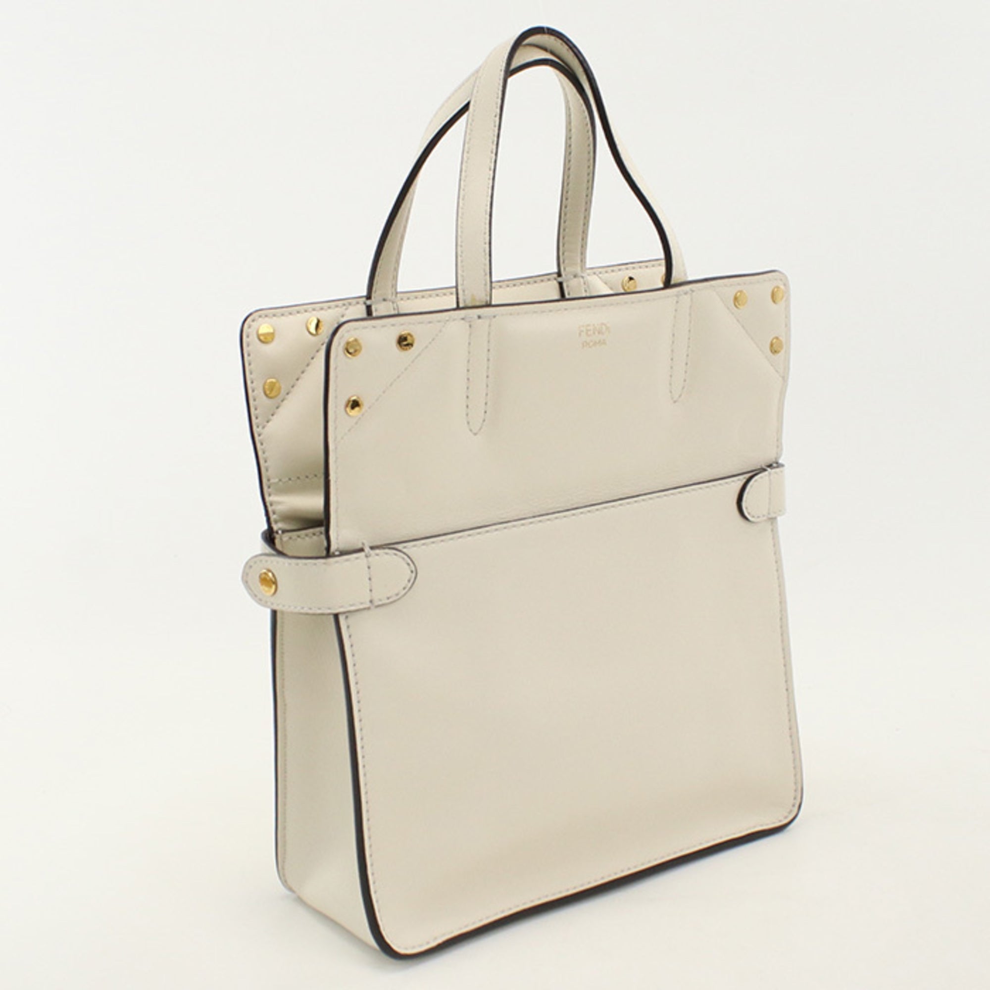 Fendi Ivory Leather Tote Bag (Pre-Owned)