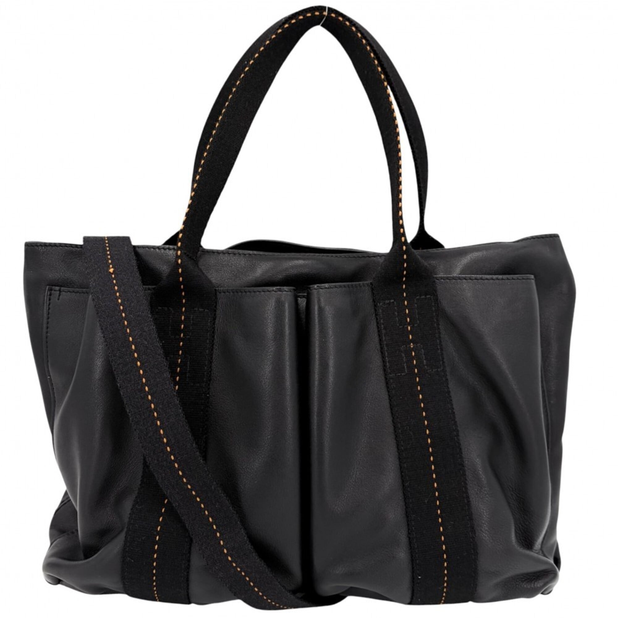 Hermes Black Veau Derma Handbag Shoulder Bag (Pre-Owned)