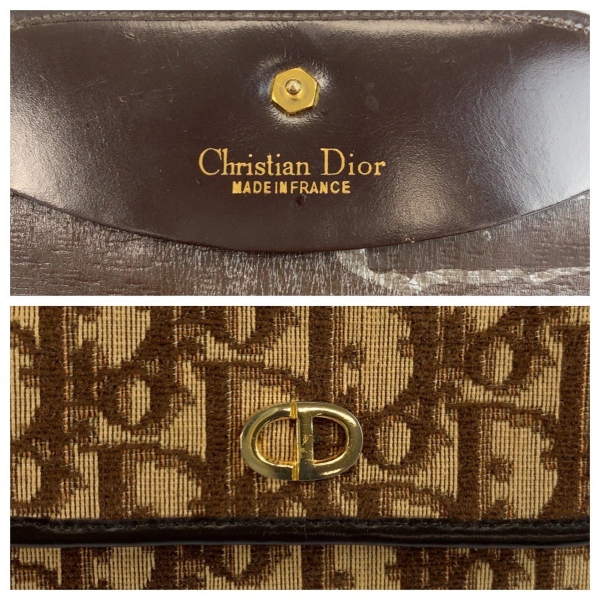 Christian Dior Beige Brown Canvas Clutch Bag Handbag Pouch (Pre-Owned)