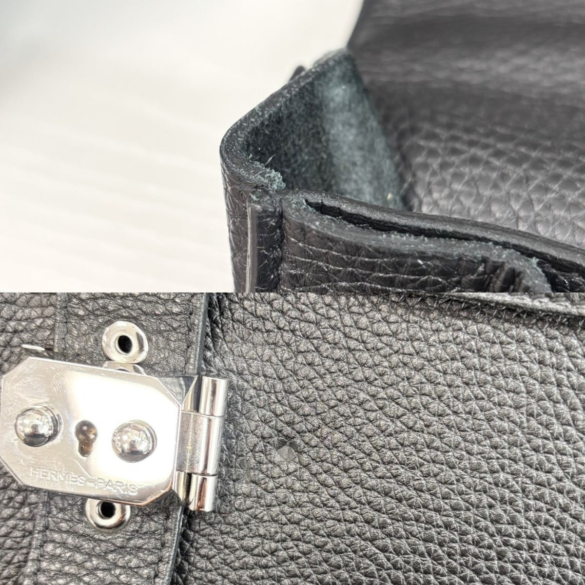 Hermes Black Leather Briefcase Handbag (Pre-Owned)
