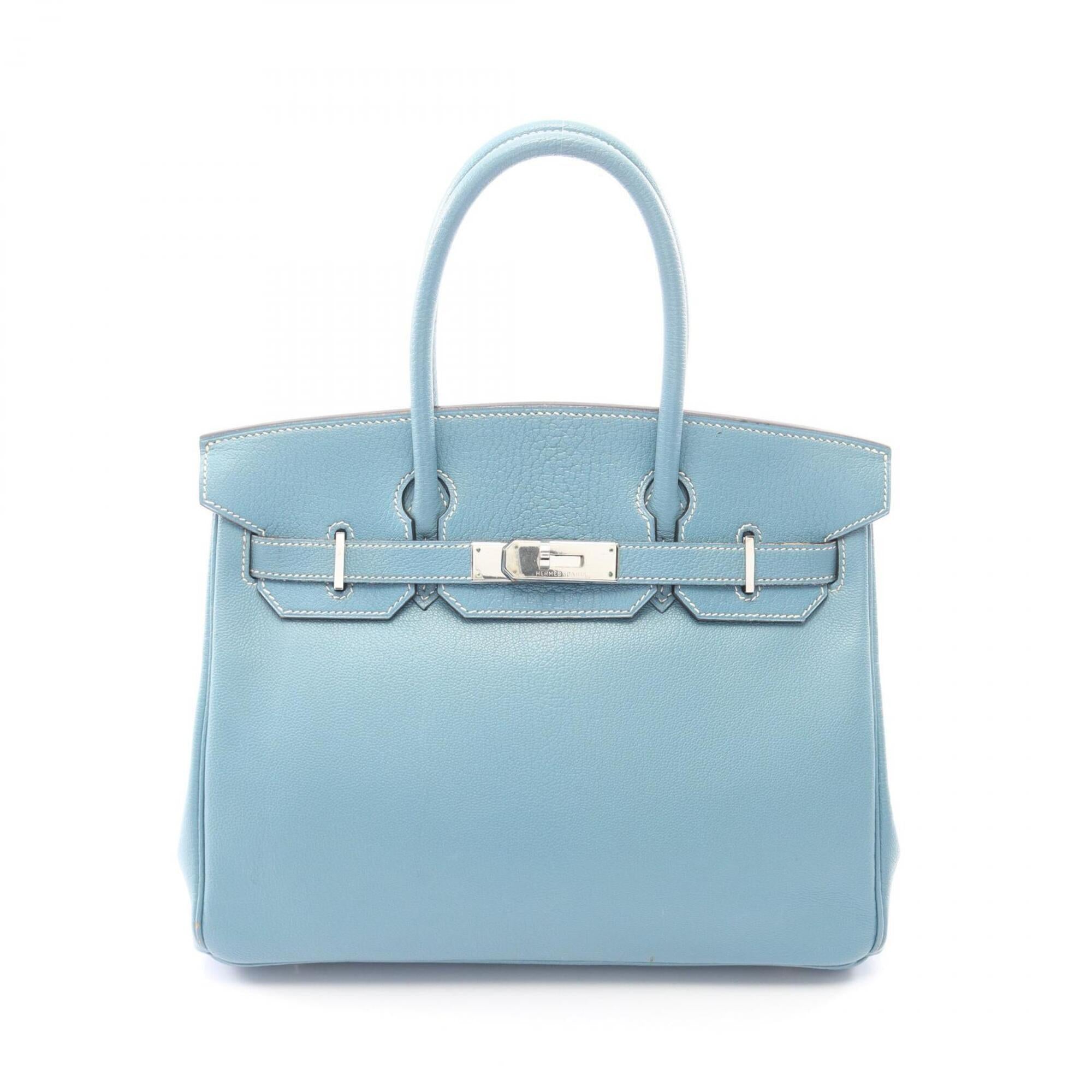 Hermes Blue Chevre Leather Handbag (Pre-Owned)