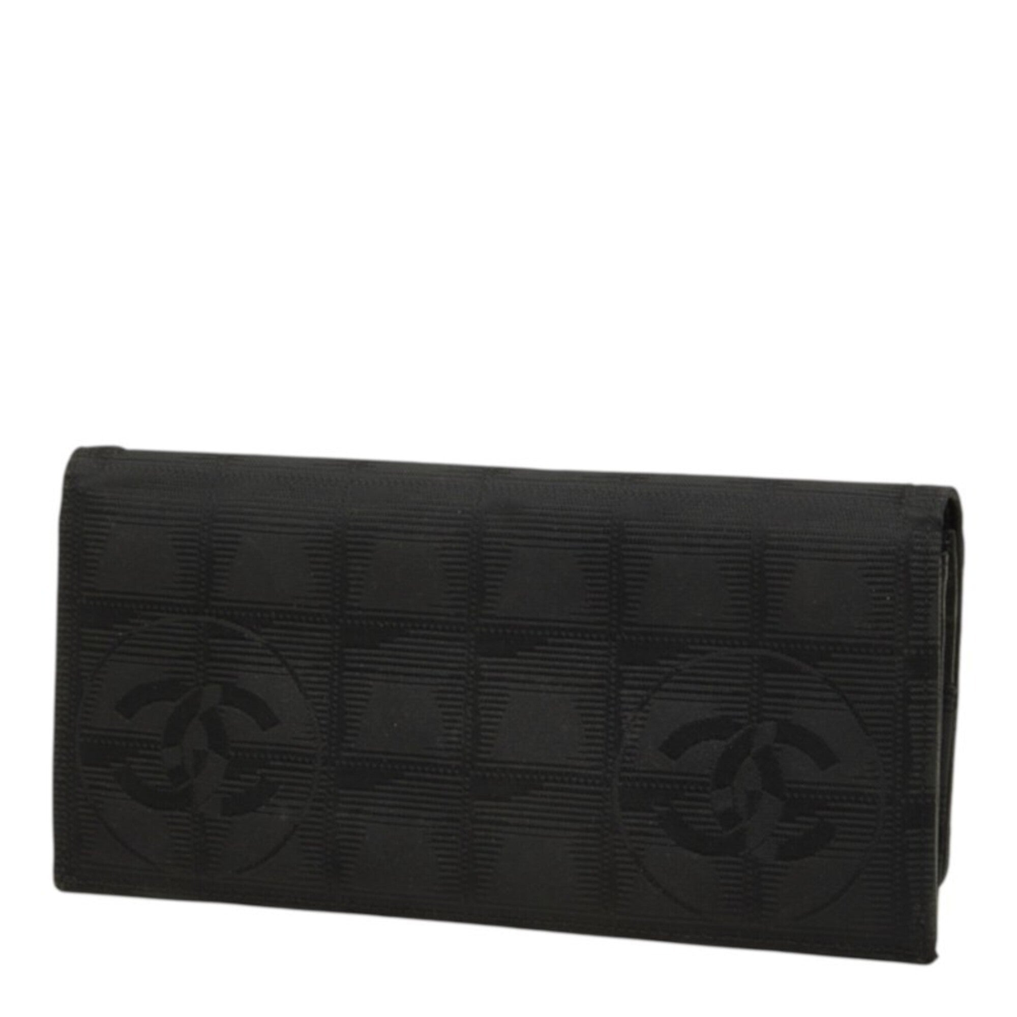 Chanel Black New Travel Line Long Wallet (Tri-Fold) (Pre-Owned)