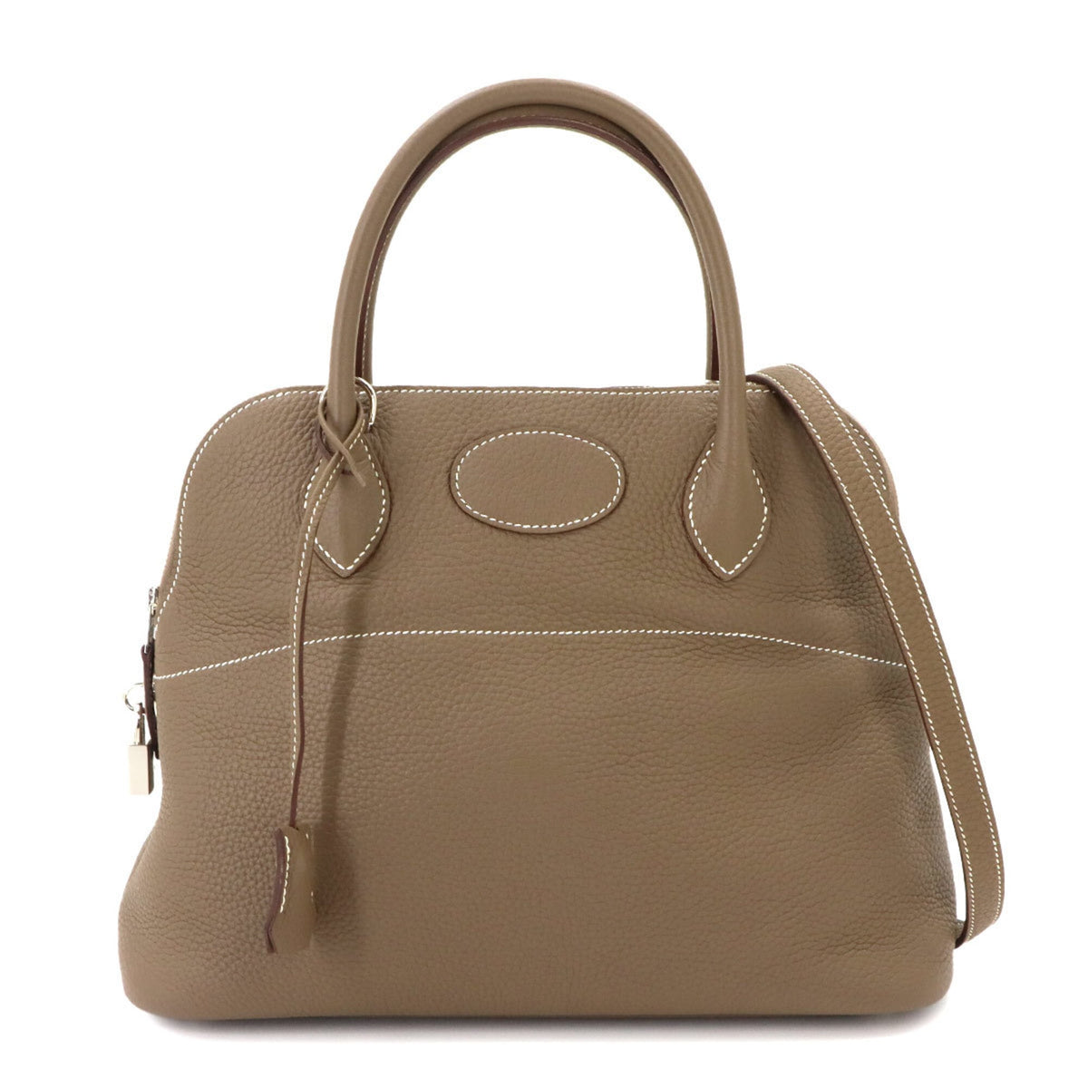 Hermes Etoupe Gray Taurillon Clemence Leather Handbag (Pre-Owned)