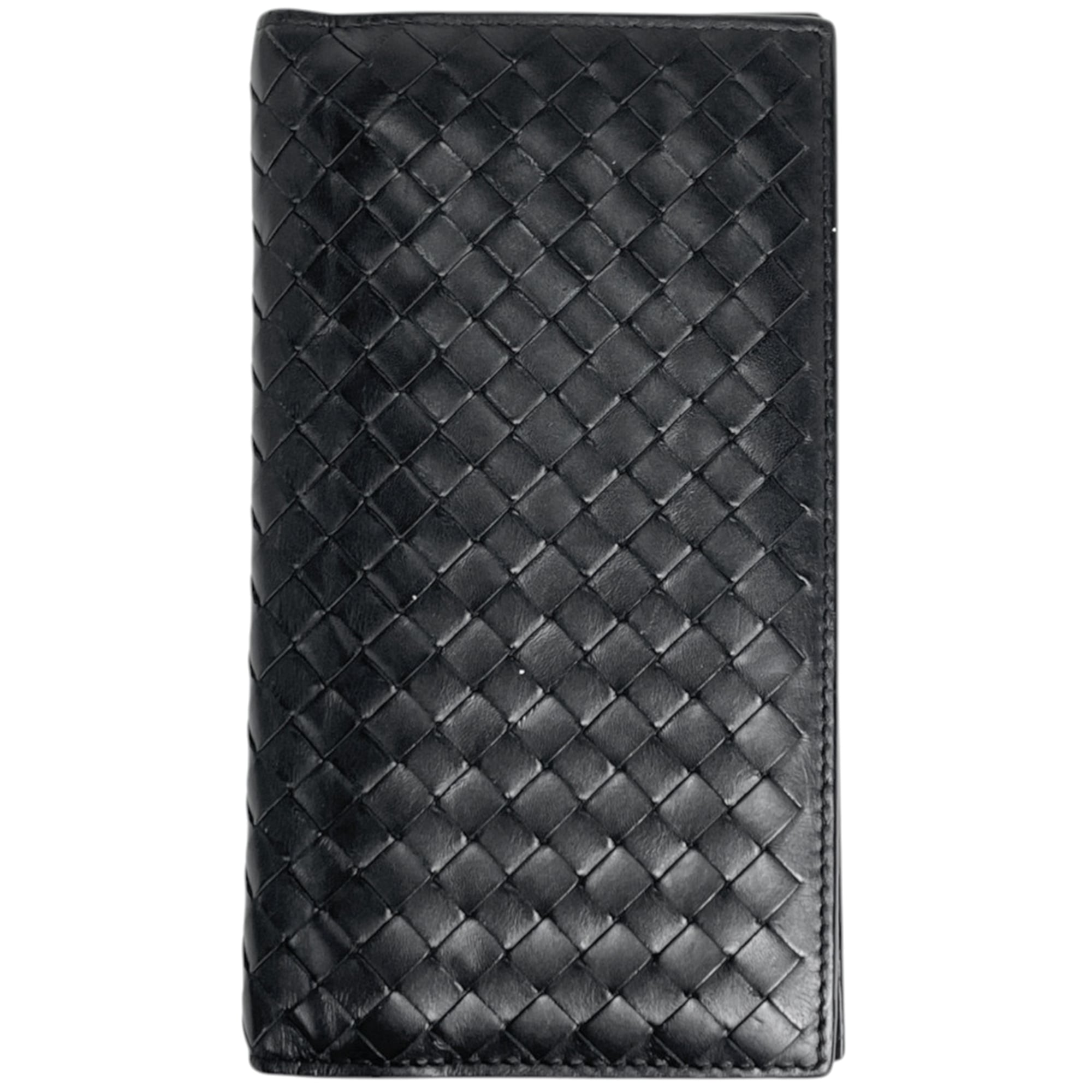 Bottega Veneta Black Intrecciato Long Wallet (Bi-Fold) (Pre-Owned)