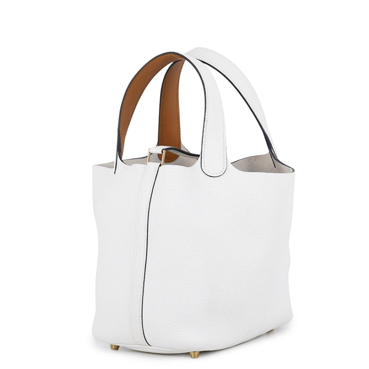 Hermes Picotin White Taurillon Clemence Leather Swift Leather Handbag (Pre-Owned)